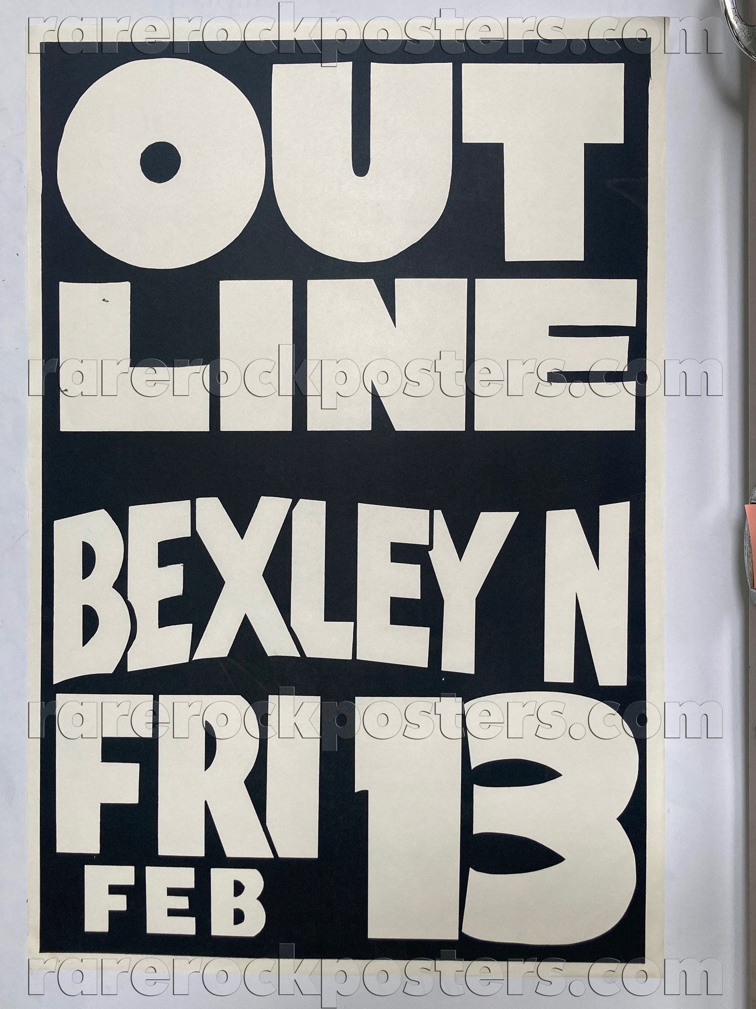 OUTLINE ~ ORIGINAL 1981 AUSTRALIAN GIG POSTER ~ BEXLEY NORTH ~ SYDNEY