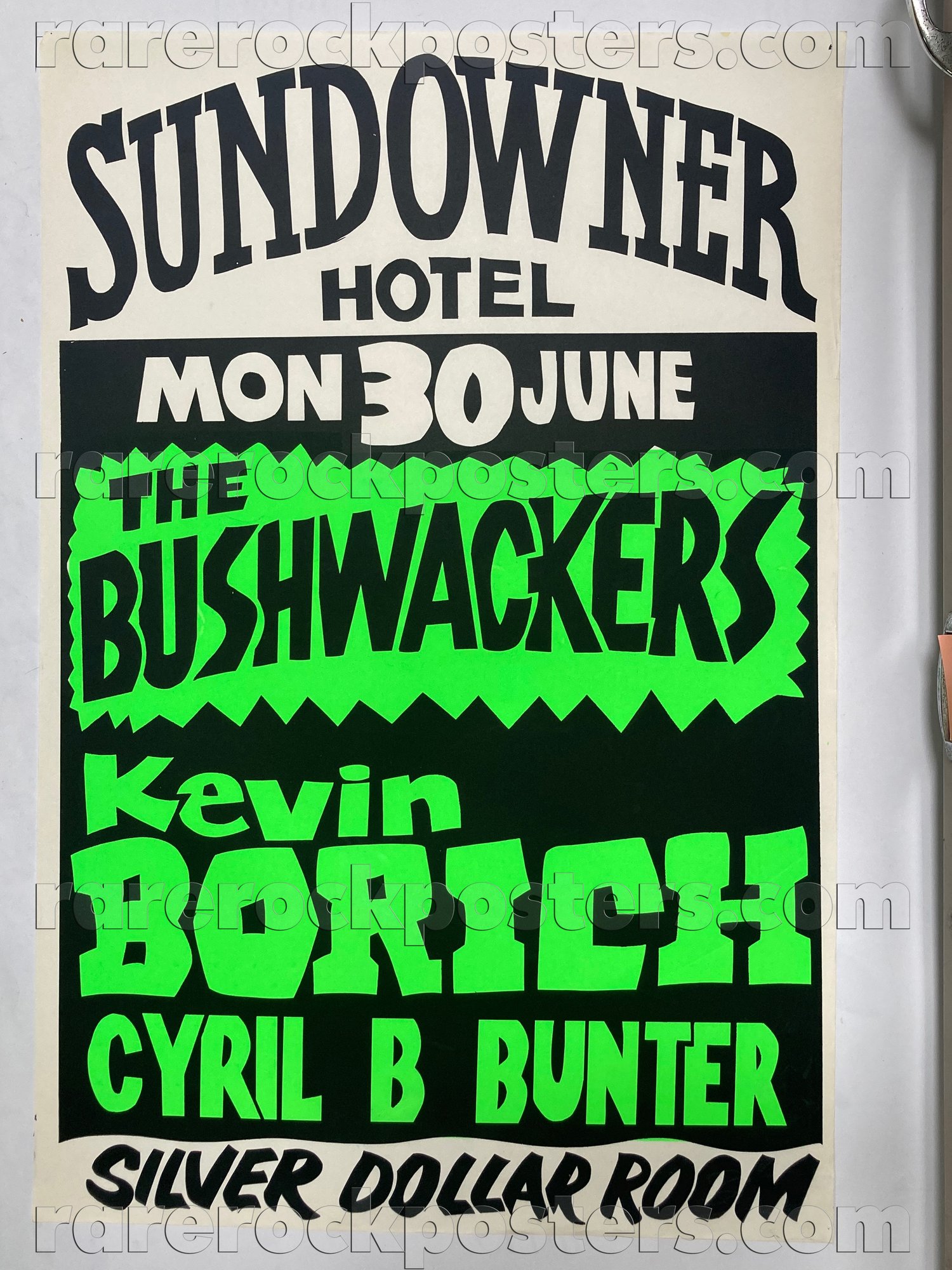 BUSHWACKERS / KEVIN BORICH ~ ORIGINAL 1980 AUSTRALIAN GIG POSTER ~ SUNDOWNER ~ PUNCHBOWL