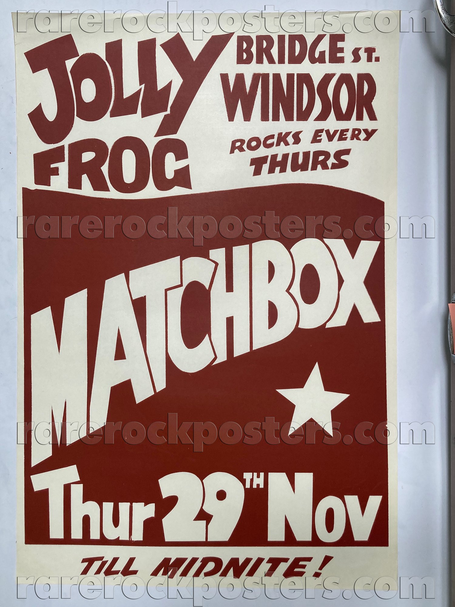 MATCHBOX ~ ORIGINAL 1979 AUSTRALIAN GIG POSTER ~ JOLLY FROG ~ WINDSOR