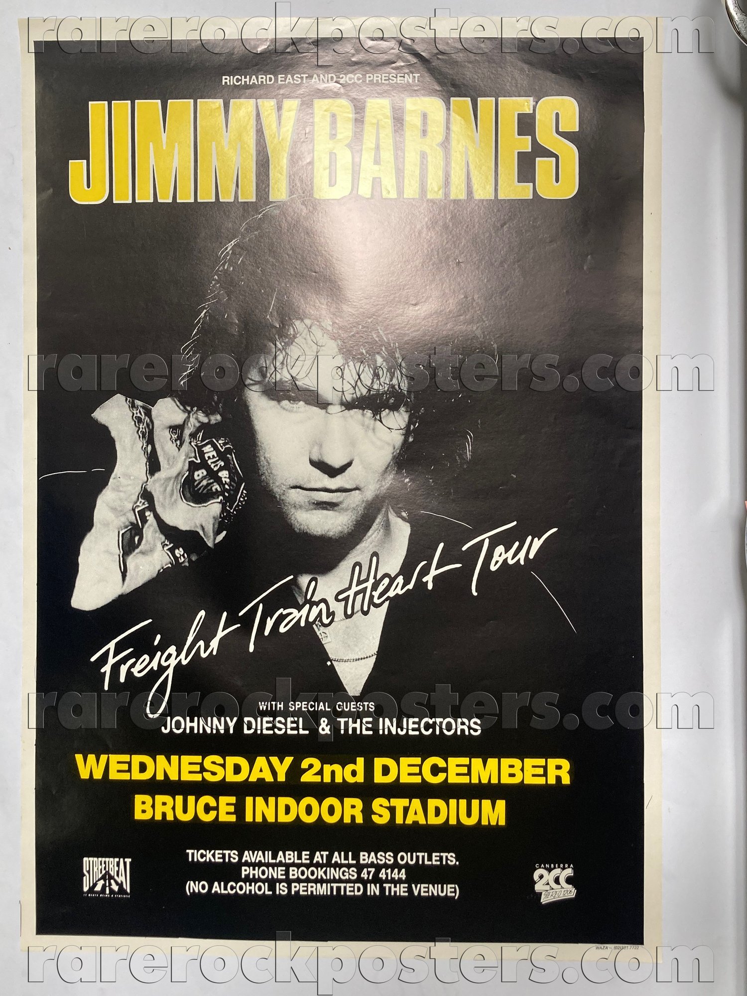 JIMMY BARNES / JOHNNY DIESEL ~ FREIGHT TRAIN HEART ~ ORIGINAL 1987 AUSTRALIAN GIG POSTER ~ CANBERRA