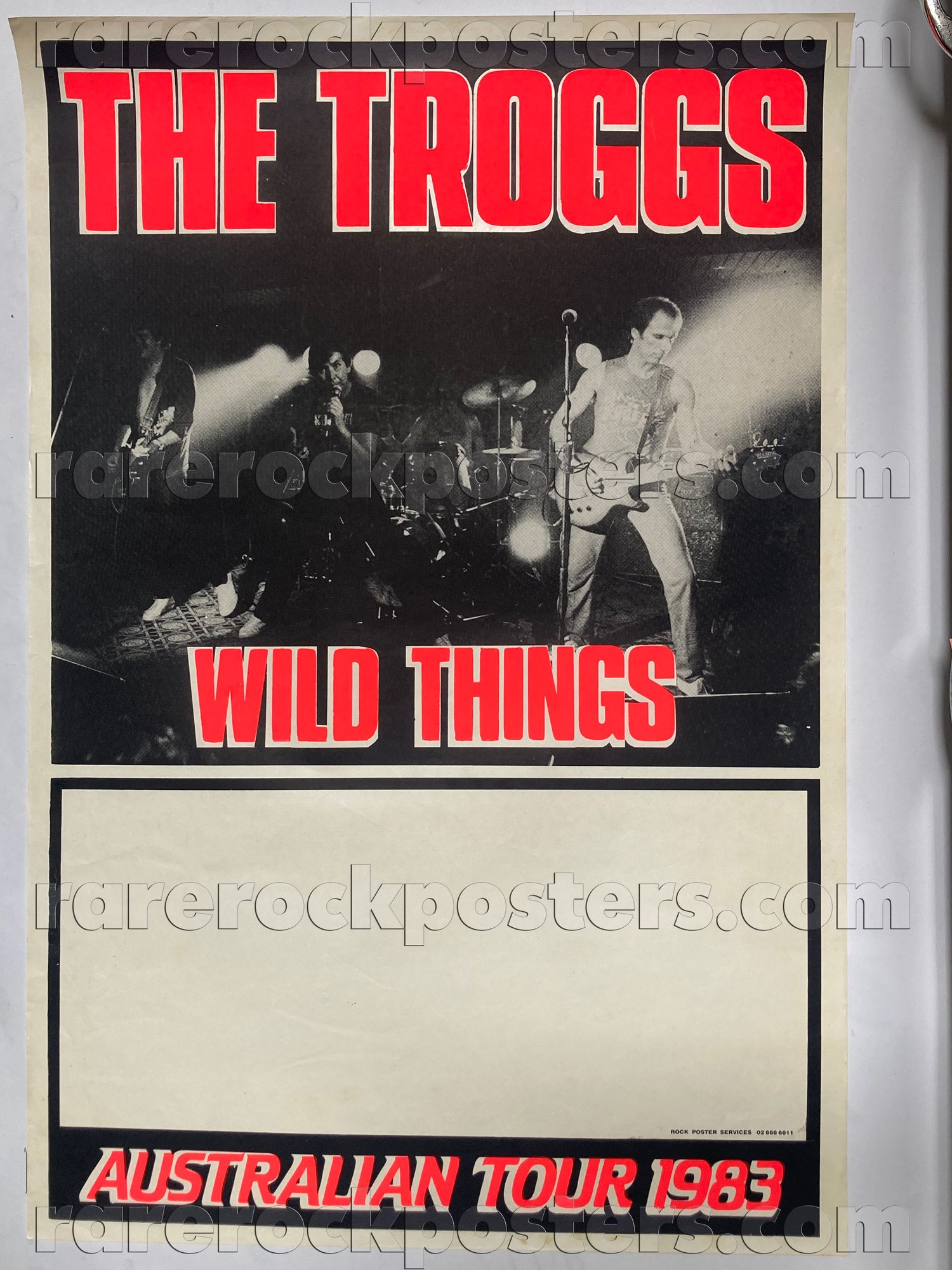 THE TROGGS ~ WILD THINGS ~ ORIGINAL 1983 AUSTRALIAN TOUR GIG BLANK POSTER