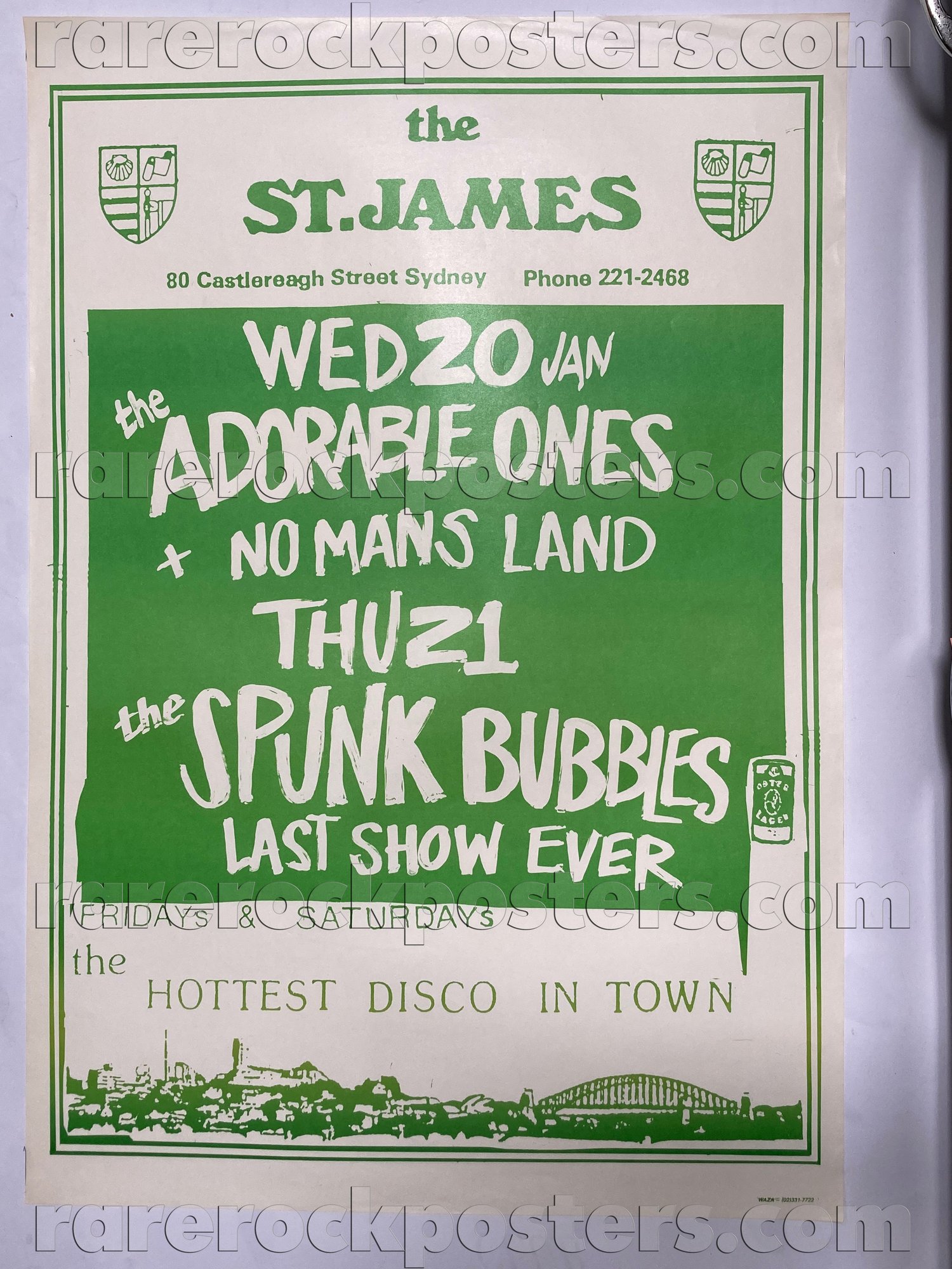 SPUNK BUBBLES / ADORABLE ONES / NO MANS LAND ~ ORIGINAL 1988 AUSTRALIAN GIG POSTER ~ ST JAMES