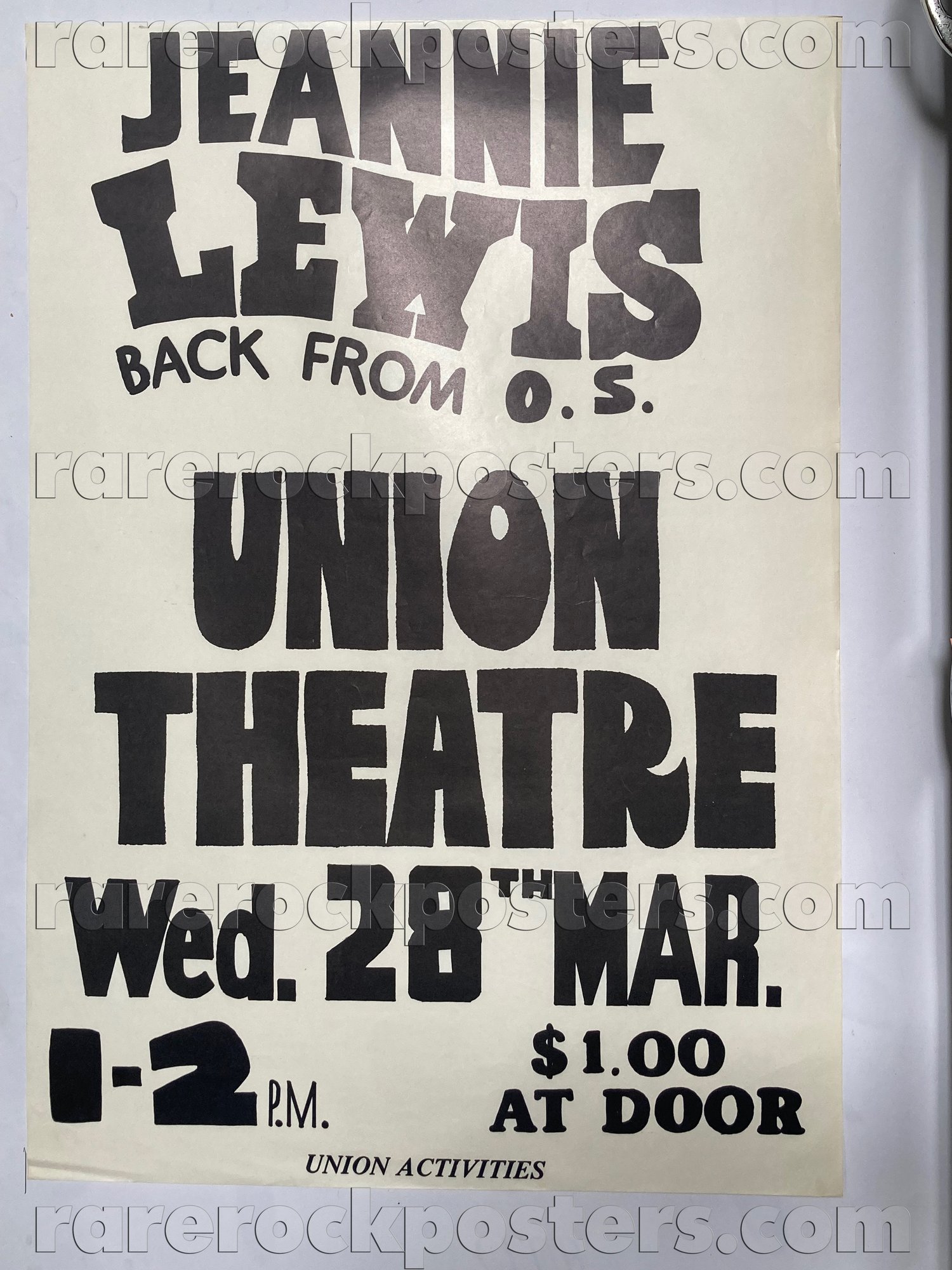 JEANNIE LEWIS ~ ORIGINAL 1979 AUSTRALIAN GIG POSTER ~ UNION THEATRE ~ SYDNEY UNI