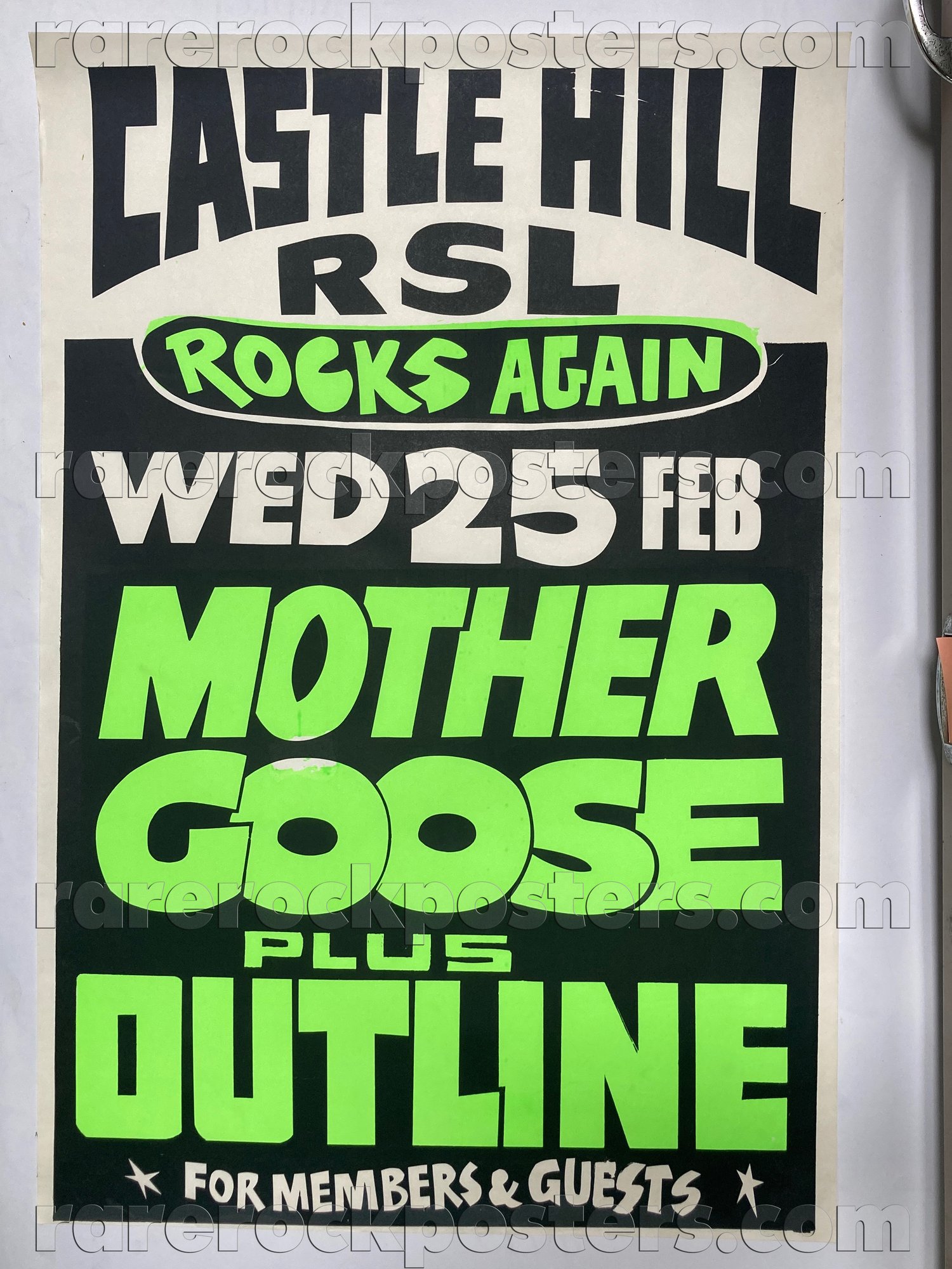 MOTHER GOOSE / OUTLINE ~ ORIGINAL 1981 AUSTRALIAN GIG POSTER ~ CASTLE HILL R.S.L ~ SYDNEY