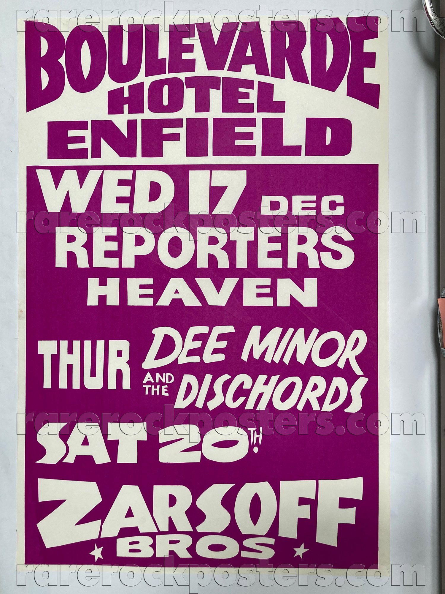 HEAVEN / DEE MINOR / ZARSOFF BROS / REPORTERS ~ ORIGINAL 1980 AUSTRALIAN GIG POSTER ~ ENFIELD BLVD