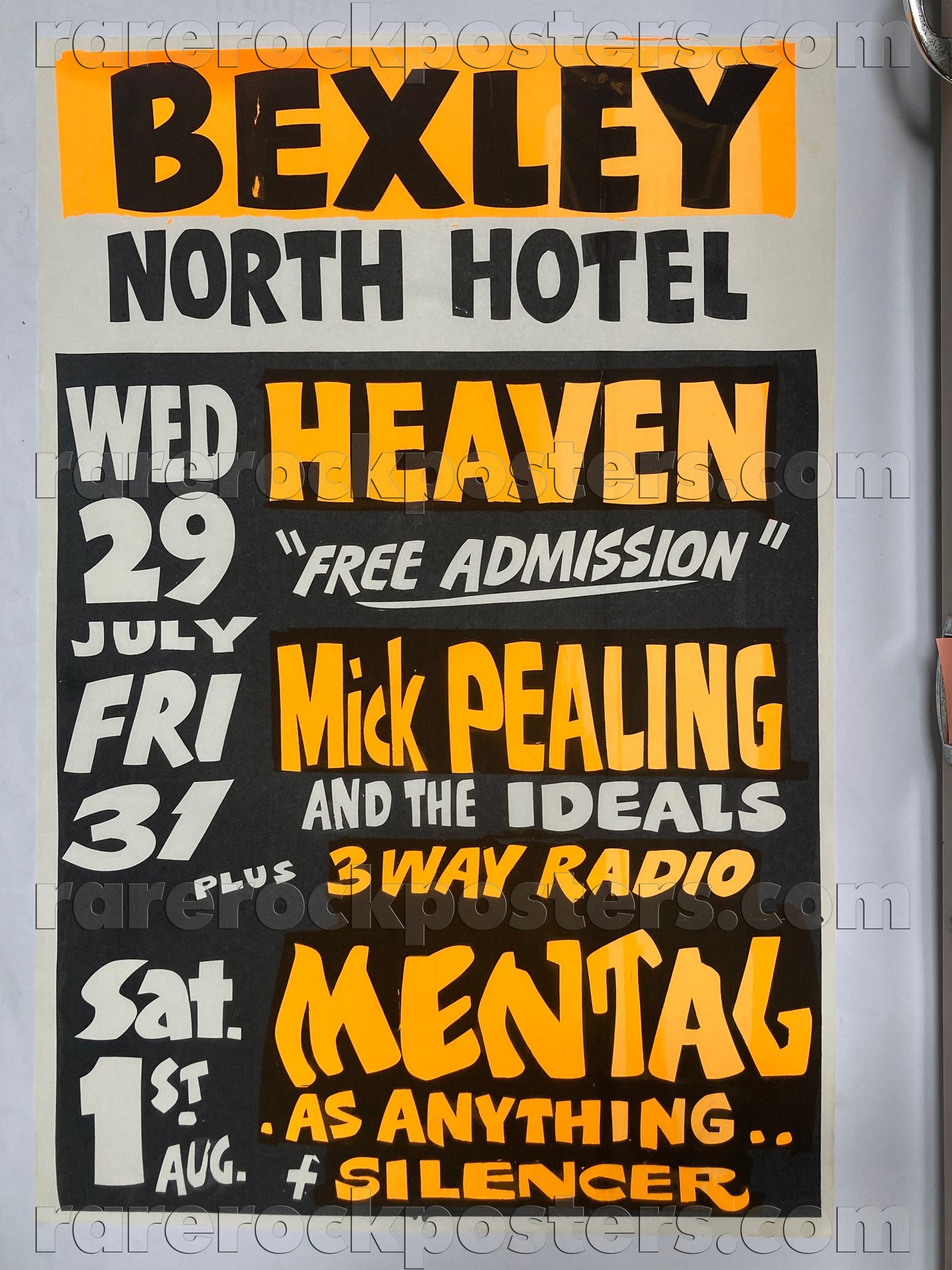 MENTAL AS ANYTHING / HEAVEN / MICK PEALING ~ ORIGINAL 1981 AUSTRALIAN GIG POSTER ~ BEXLEY NORTH