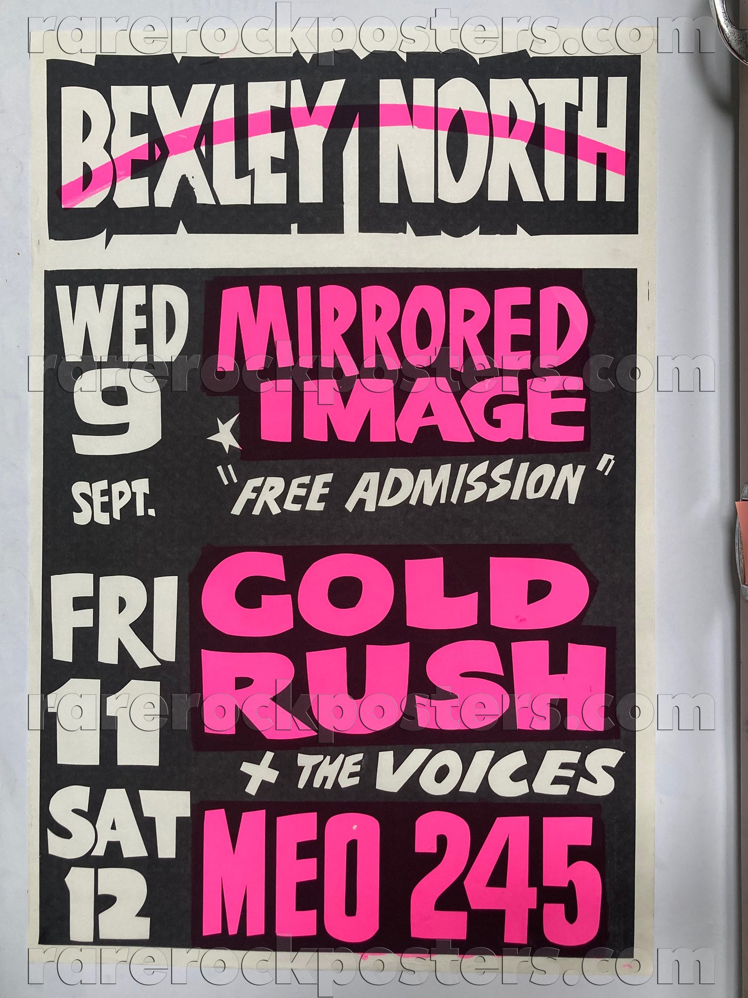 MEO 245 / GOLD RUSH / MIRRORED IMAGE / VOICES ~ ORIGINAL 1981 AUSTRALIAN GIG POSTER ~ BEXLEY NORTH