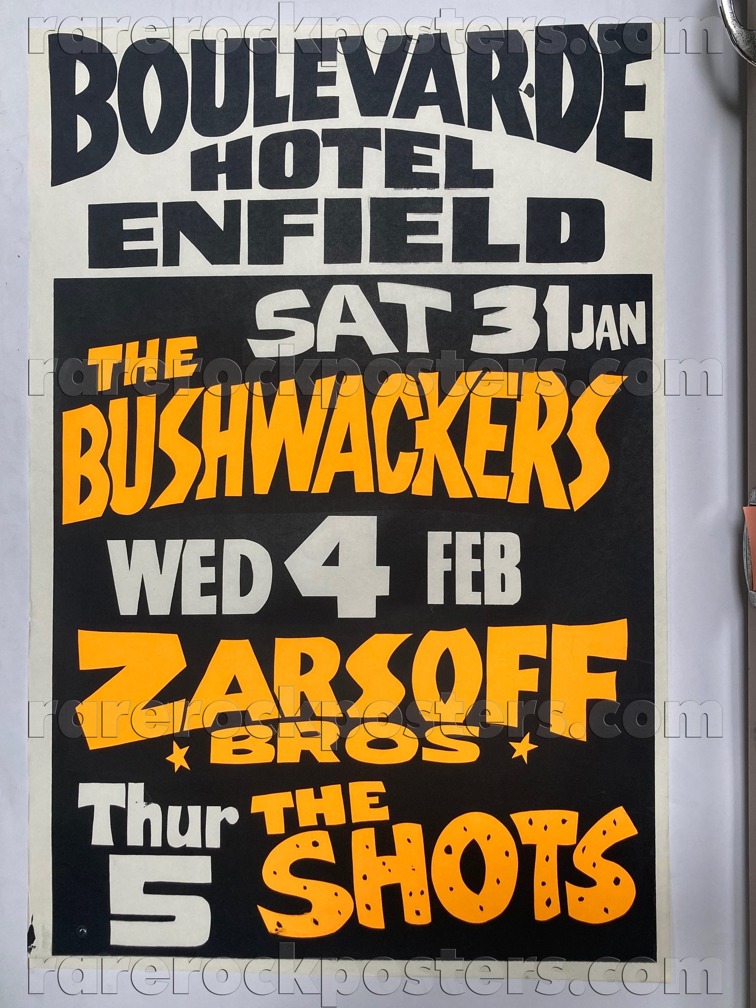 BUSHWACKERS / THE SHOTS / ZARSOFF BROS ~ ORIG 1981 AUSTRALIAN GIG POSTER ~ ENFIELD BLVD