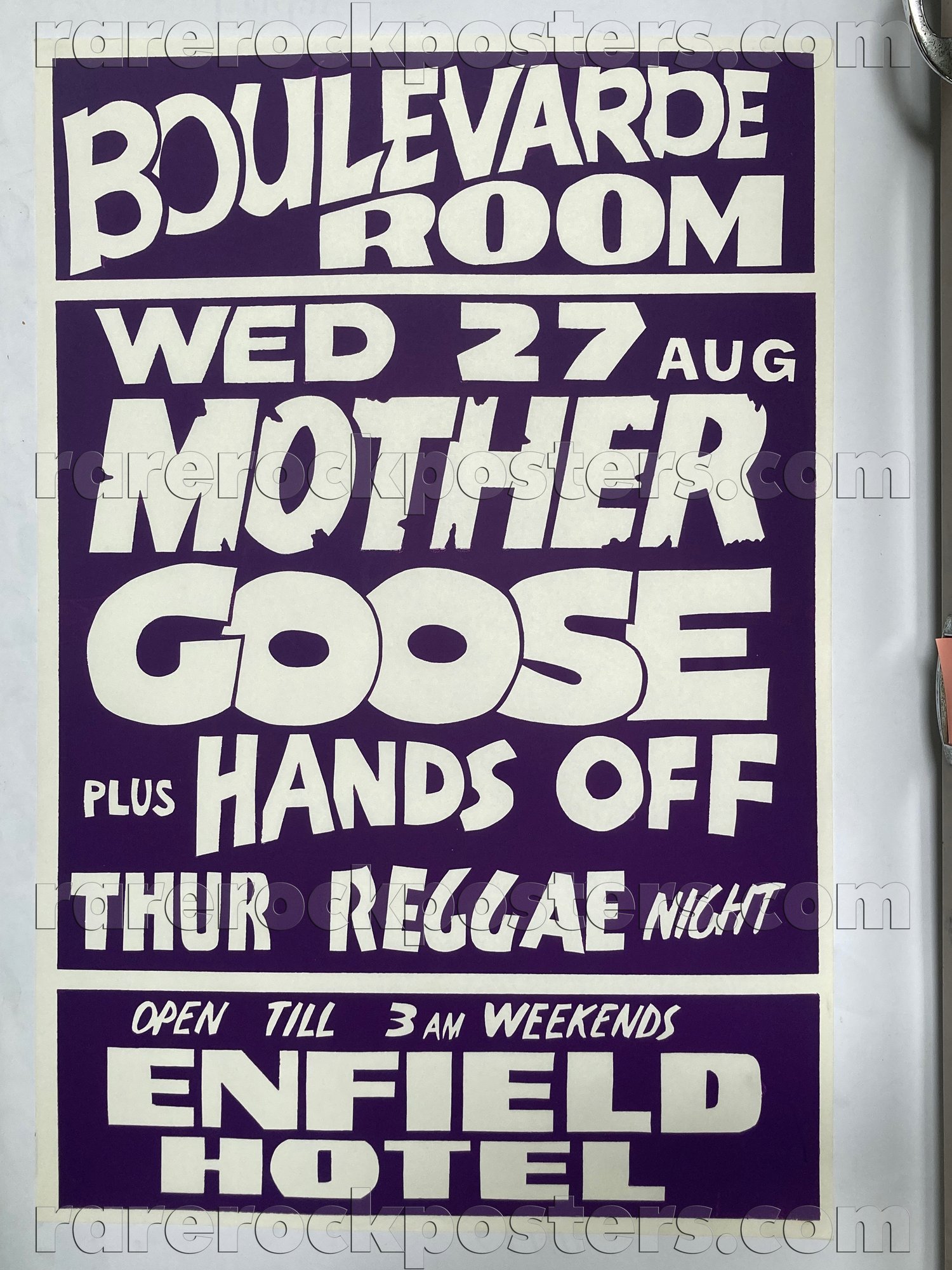 MOTHER GOOSE / HANDS OFF ~ ORIGINAL 1980 AUSTRALIAN GIG POSTER ~ ENFIELD BLVD ~ SYDNEY