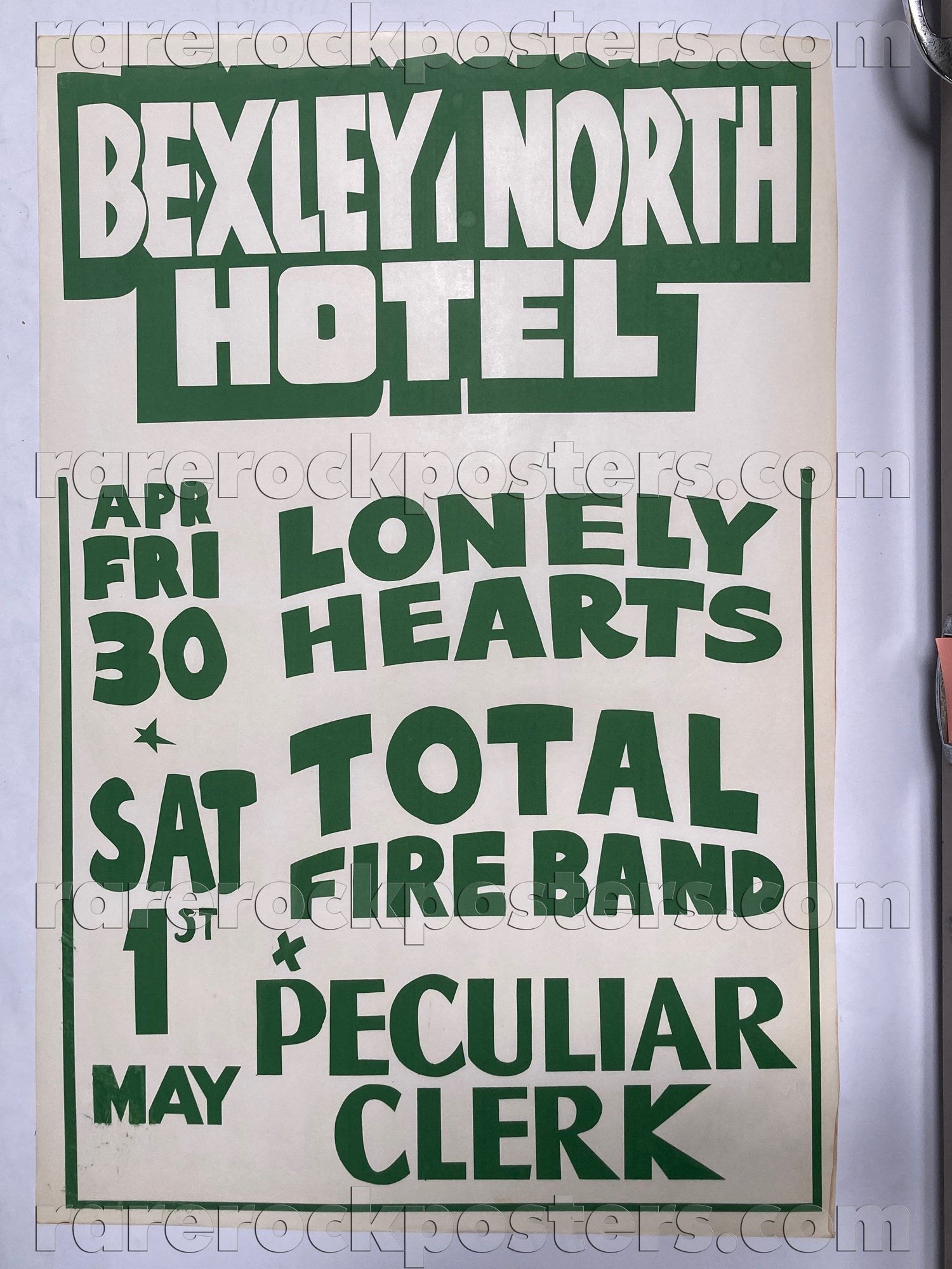 LONELY HEARTS / PECULIAR CLERK / TOTAL FIRE BAND ~ ORIG 1982 AUSTRALIAN GIG POSTER ~ BEXLEY NORTH