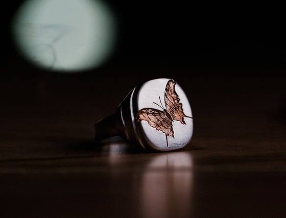 Image of Rose Gold Butterfly Signet 