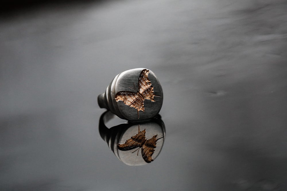Image of Rose Gold Butterfly Signet 
