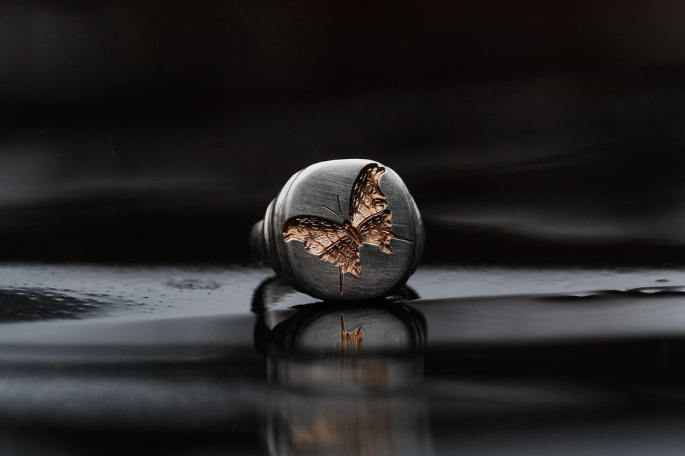 Image of Rose Gold Butterfly Signet 