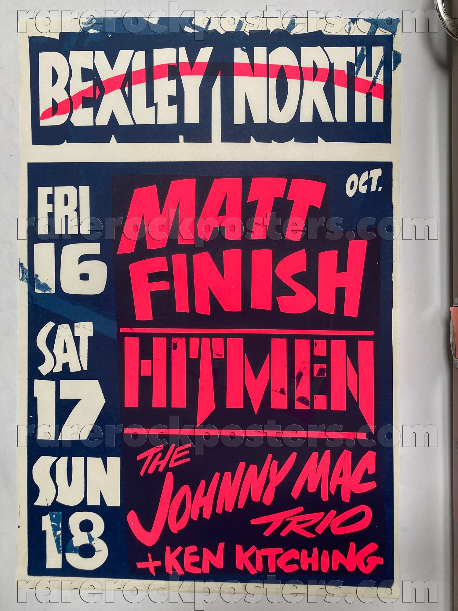 MATT FINISH / HITMEN / JOHNNY MAC TRIO ~ ORIGINAL 1981 AUSTRALIAN GIG POSTER ~ BEXLEY NORTH ~ SYDNEY