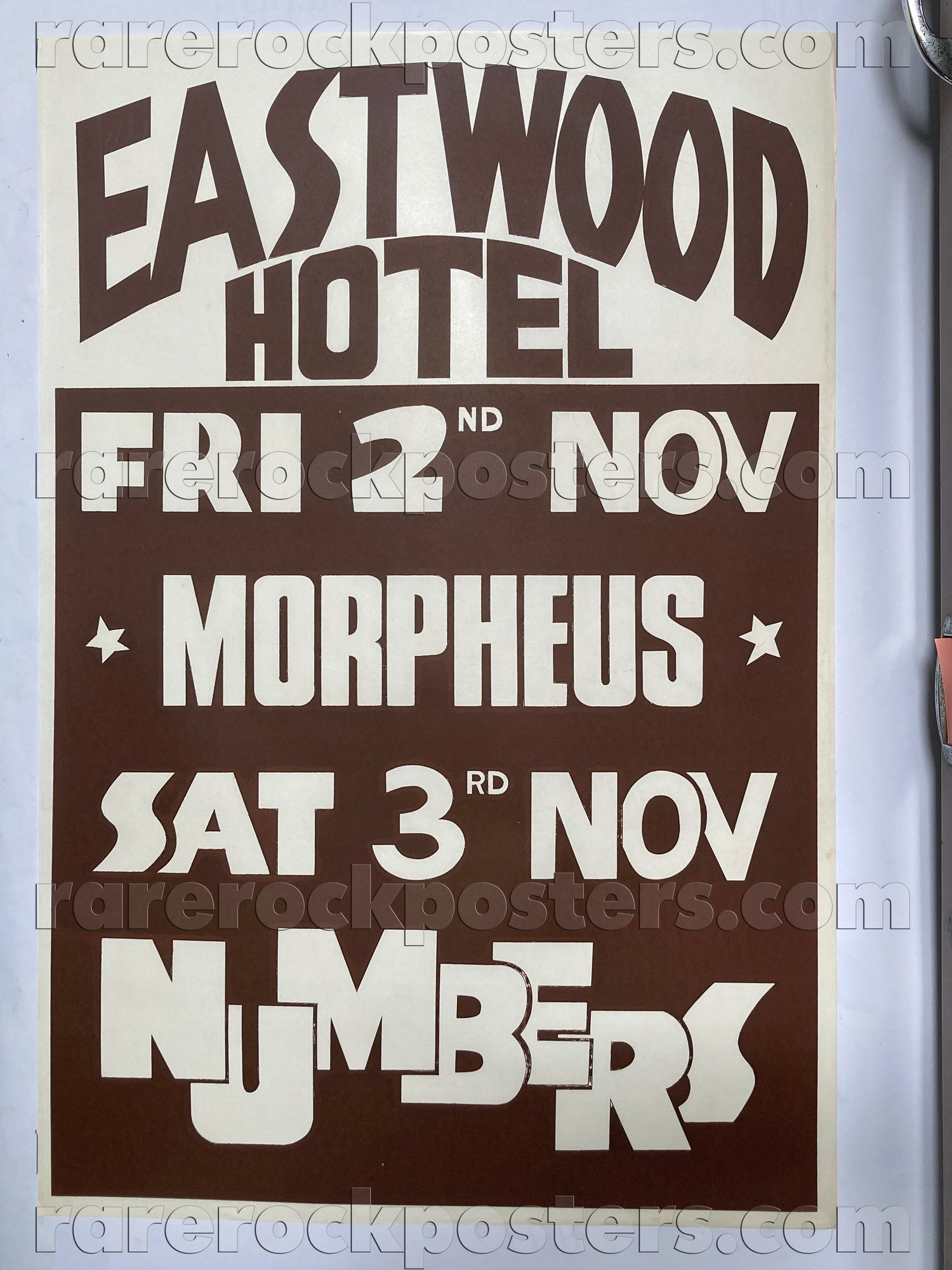 NUMBERS / MORPHEUS ~ ORIGINAL 1979 AUST GIG POSTER ~ EASTWOOD HOTEL ~ SYDNEY