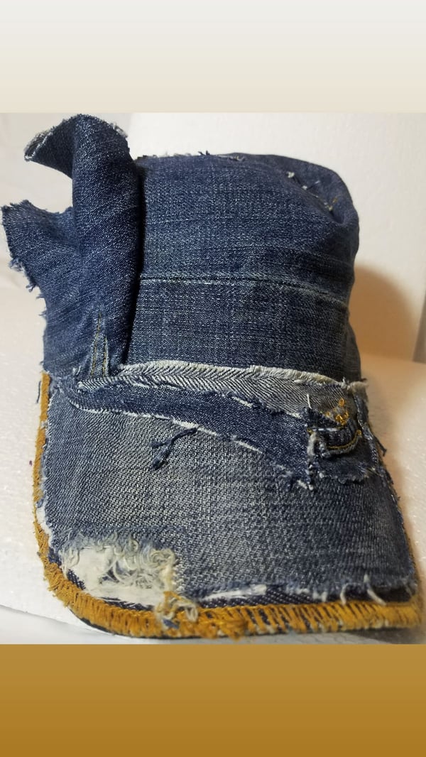 Image of Tasty Raw Edge Denim “Indigo” Worker With Flare Cap