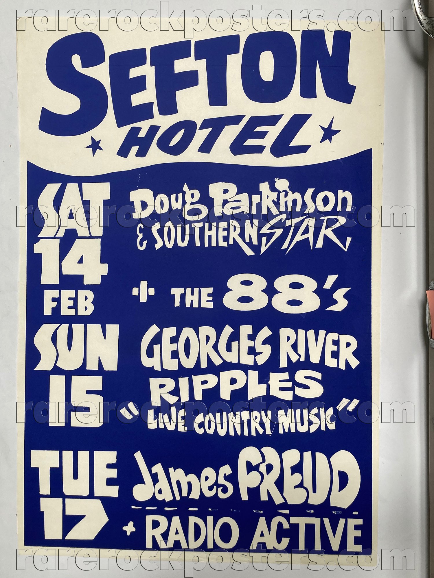 JAMES FREUD / RADIOACTIVE / DOUG PARKINSON /  THE 88'S ~ ORIG 1981 AUST GIG POSTER ~ SEFTON HOTEL