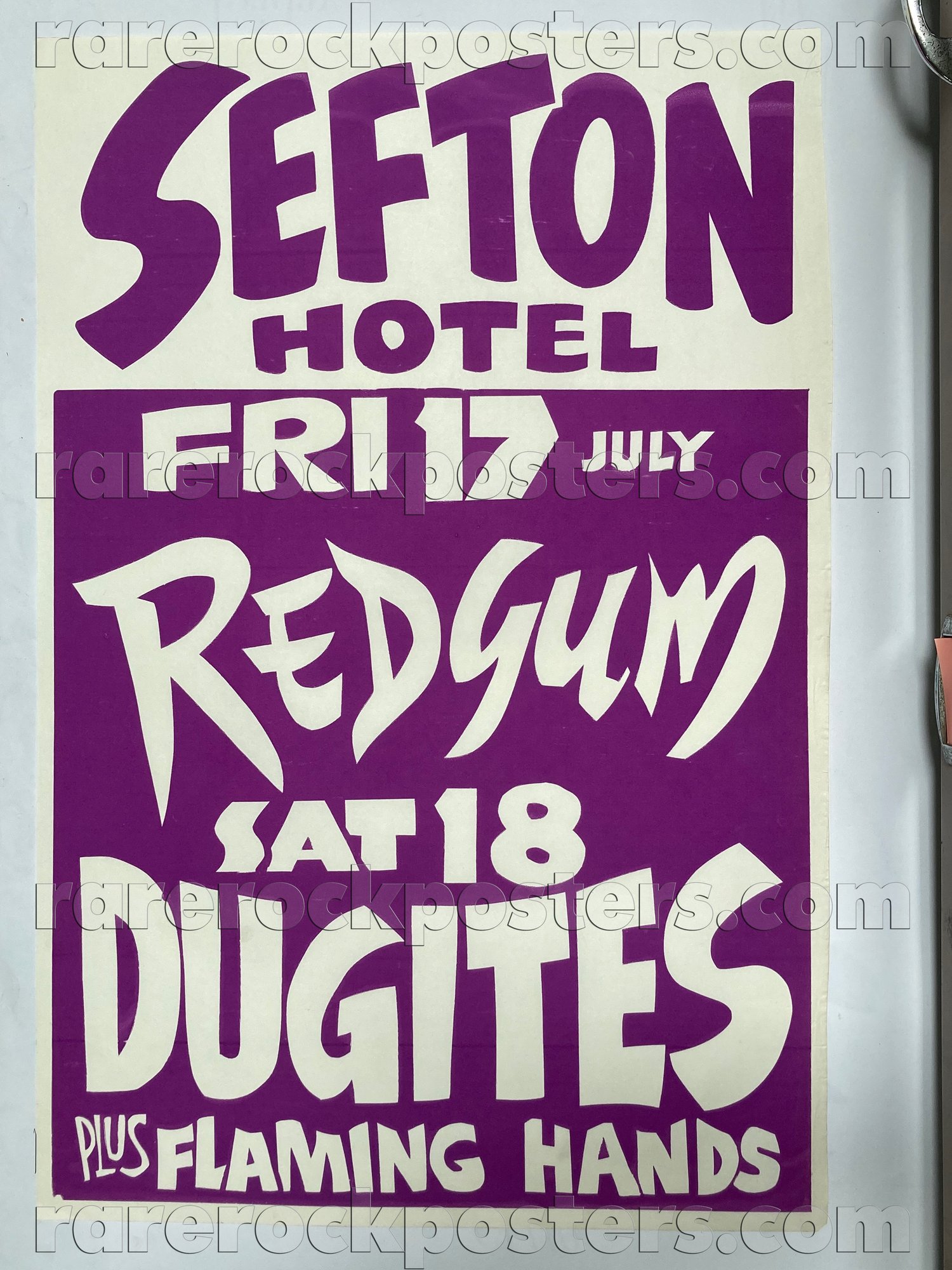 REDGUM / DUGITES / FLAMING HANDS / CHRIS TURNER ~ ORIGINAL 1981 AUST GIG POSTER ~ SEFTON HOTEL