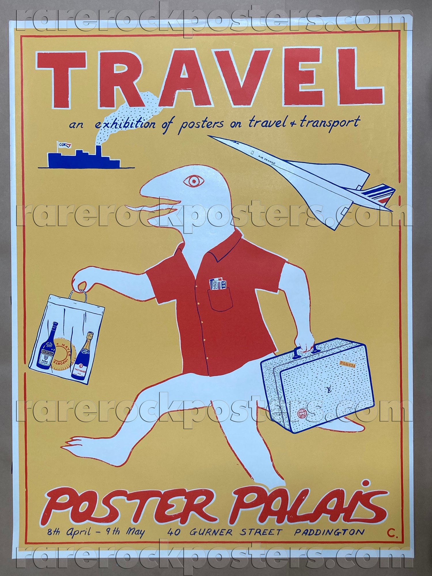 TRAVEL : EXHIBITION OF POSTERS ON TRAVEL & TRANSPORT ~ ORIG EARLY 1980'S ADVERTISING STREET POSTER