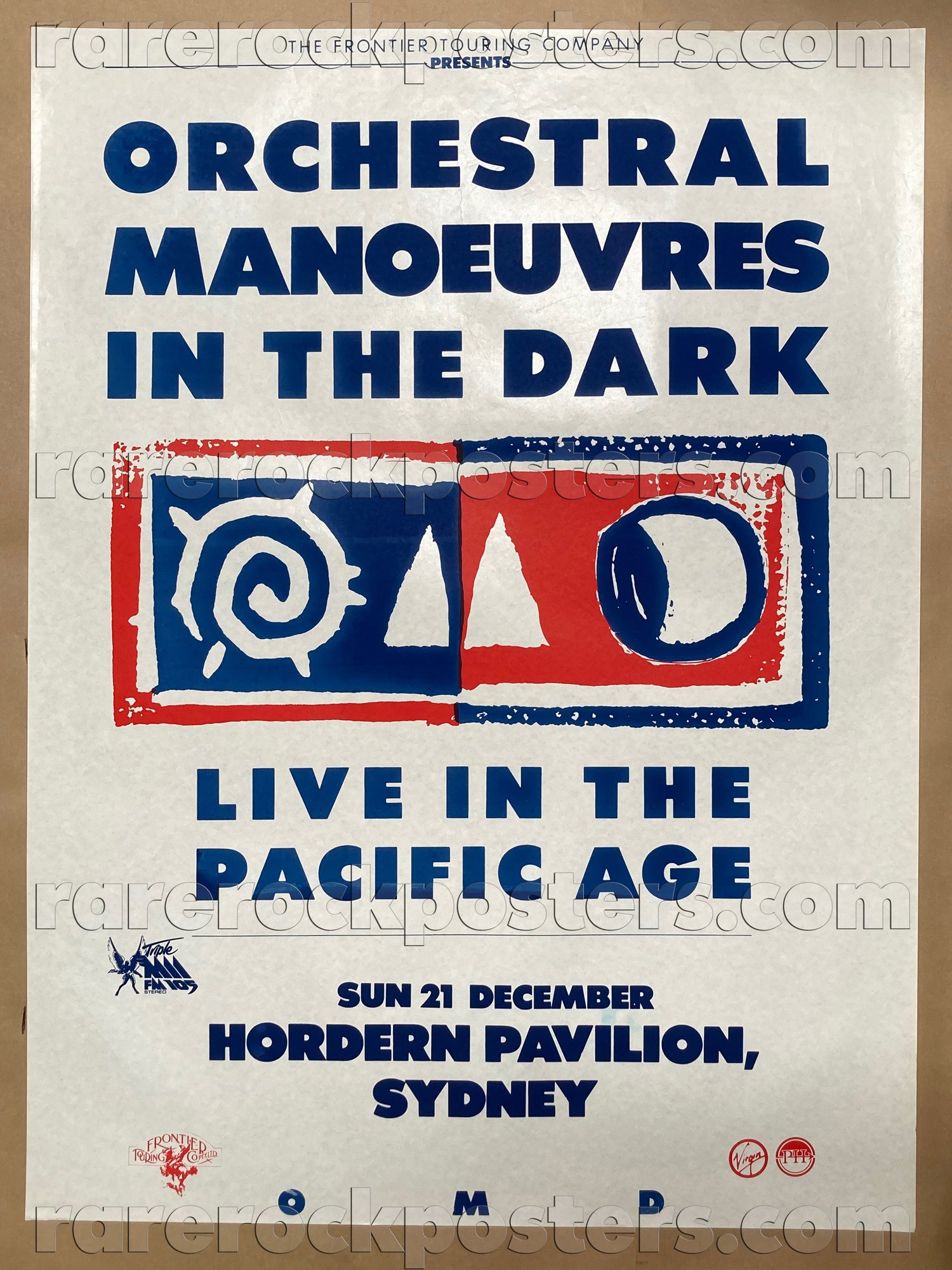 ORCHESTRAL MANOEUVRES IN THE DARK ~ LIVE IN THE PACIFIC AGE ~ ORIG 1986 AUST TOUR GIG STREET POSTER