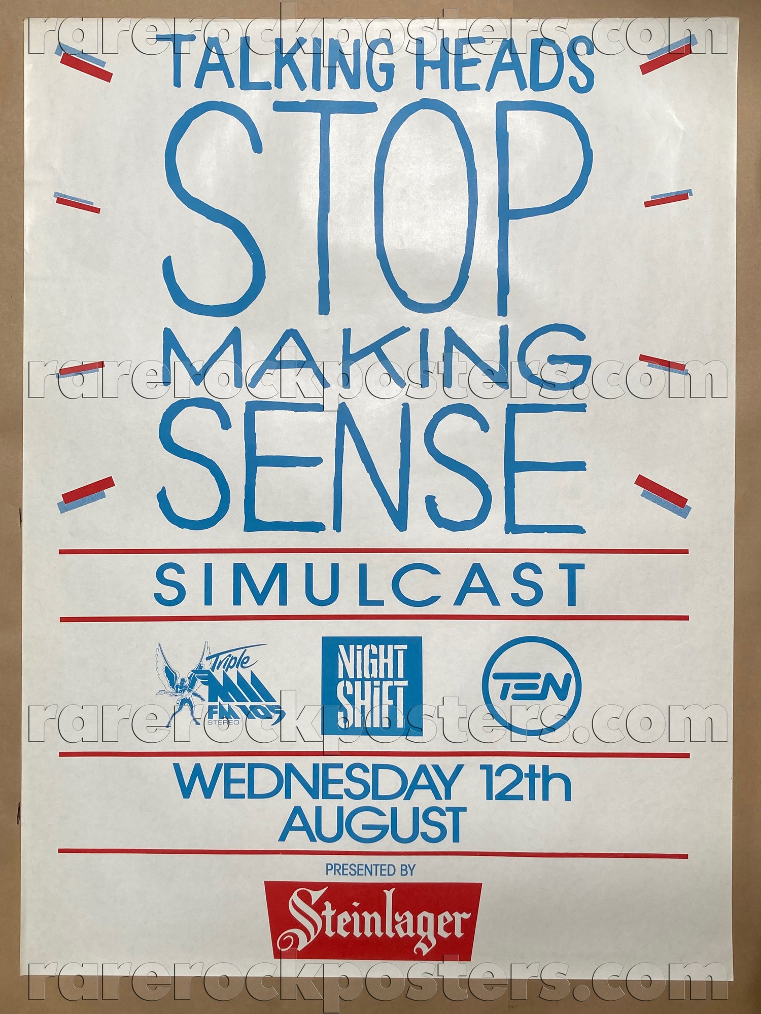 TALKING HEADS ~ STOP MAKING SENSE ~ ORIGINAL 1984 AUSTRALIAN PROMOTIONAL STREET POSTER