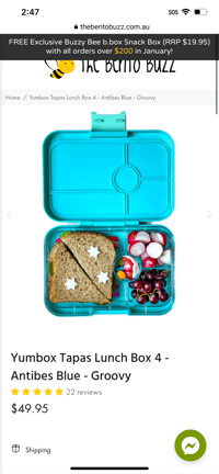 Image 5 of Yumbox Tapas Bento Box 4 Compartments True Blue Shark