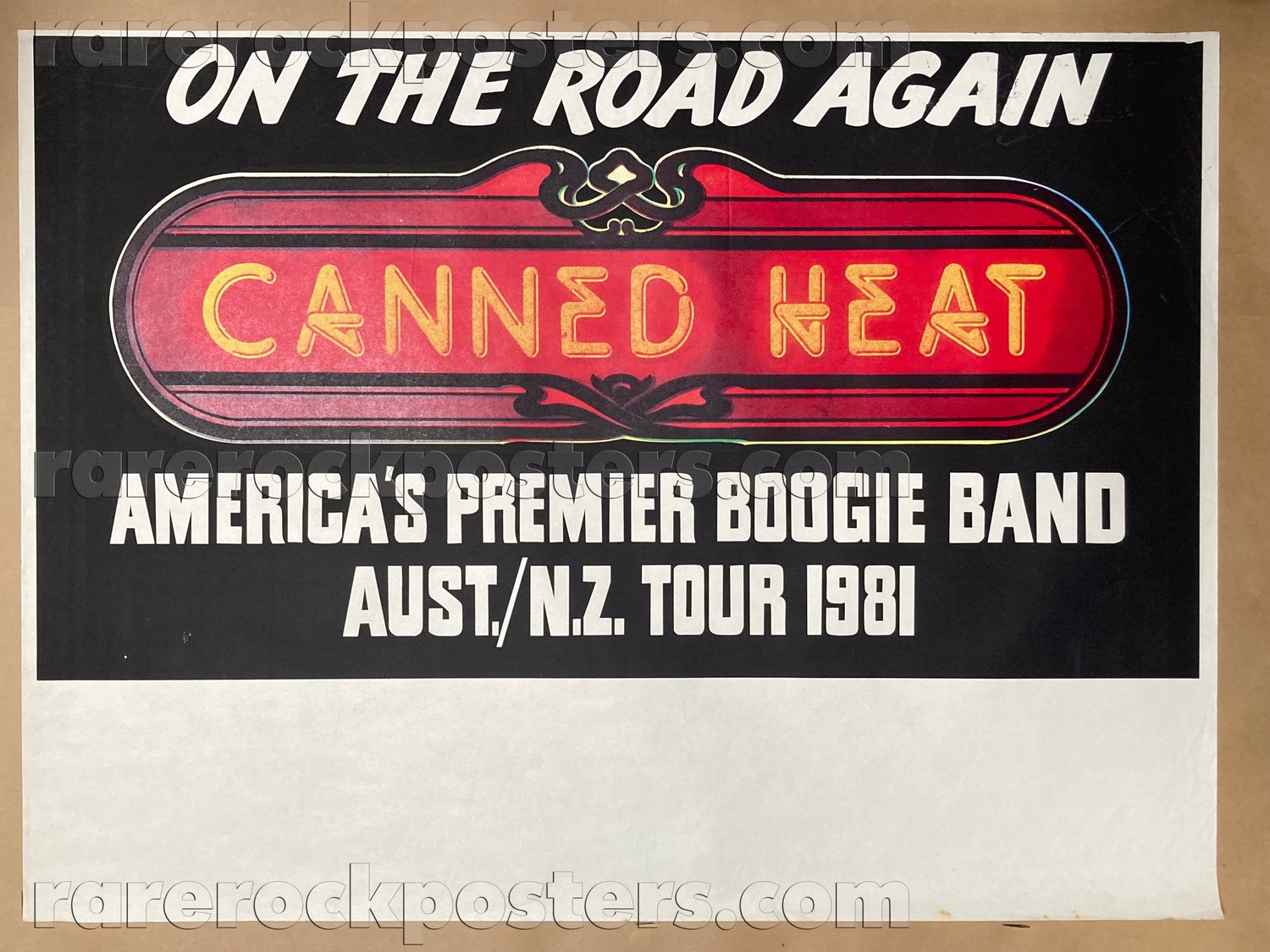 CANNED HEAT ~ ON THE ROAD AGAIN ~ ORIGINAL 1981 AUSTRALIAN TOUR GIG BLANK STREET POSTER