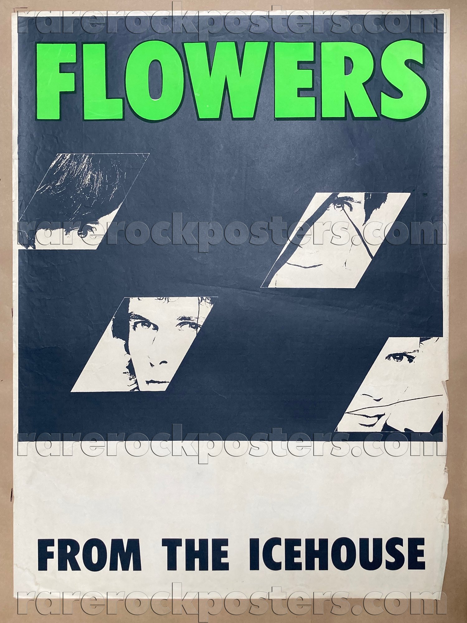 FLOWERS ~ FROM THE ICEHOUSE ~ ORIGINAL c.1980 AUSTRALIAN TOUR GIG BLANK STREET POSTER
