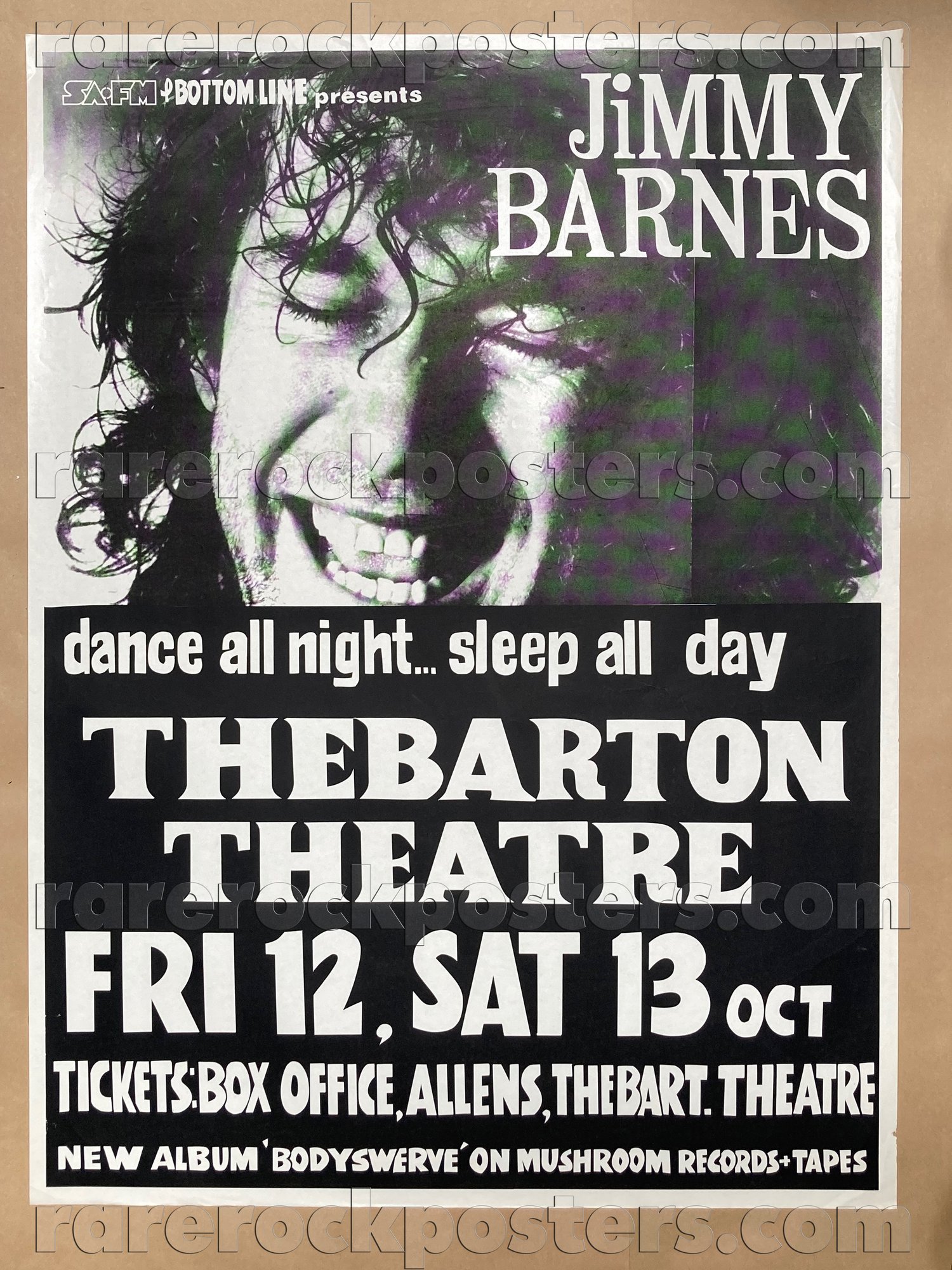 JIMMY BARNES ~ DANCE ALL NIGHT ~ ORIGINAL 1984 AUST TOUR GIG STREET POSTER ~ THEBARTON THEATRE