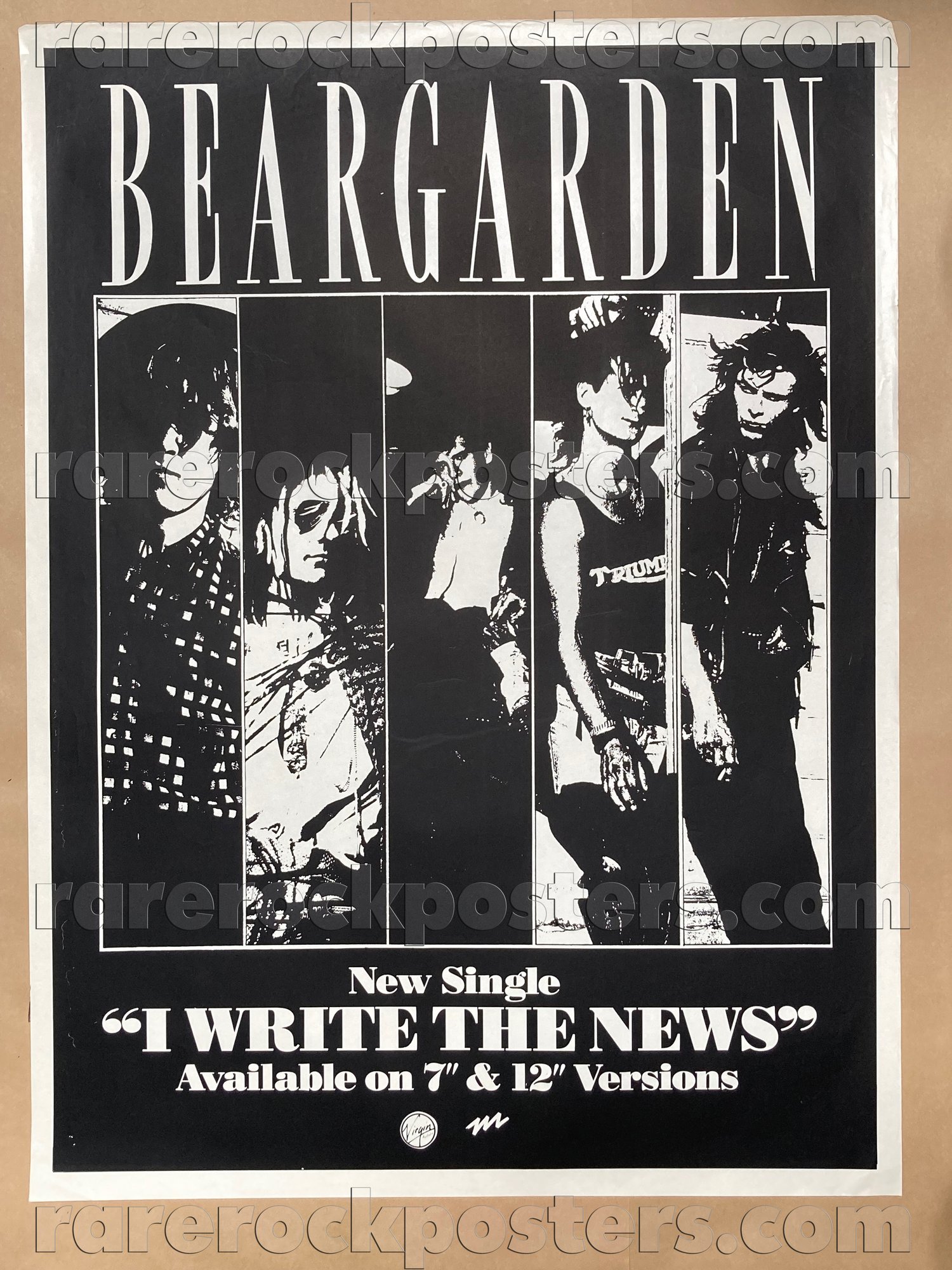 BEARGARDEN ~ I WRITE THE NEWS ~ ORIG 1985 AUSTRALIAN RECORD PROMOTIONAL STREET POSTER