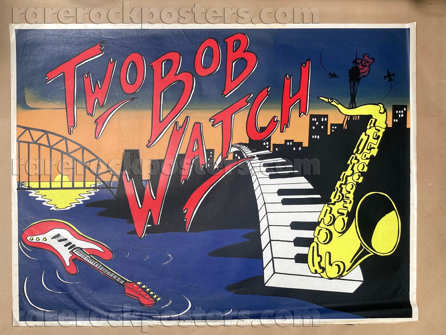 TWO BOB WATCH ~ ORIGINAL c.1980 AUSTRALIAN GIG BLANK STREET POSTER