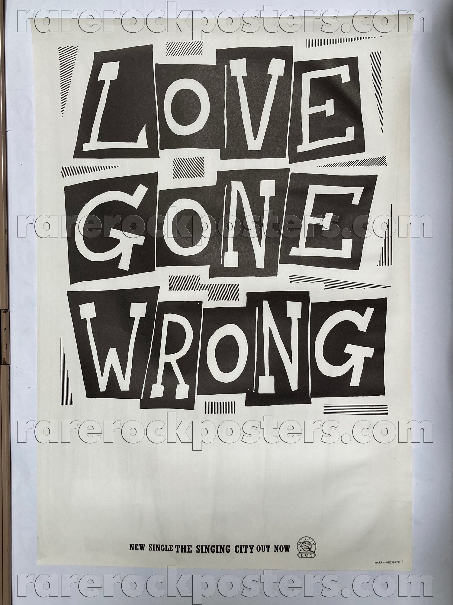 JOHN KENNEDY LOVE GONE WRONG ~  THE SINGING CITY ~ ORIG 1987 AUST GIG BLANK / RECORD PROMO POSTER