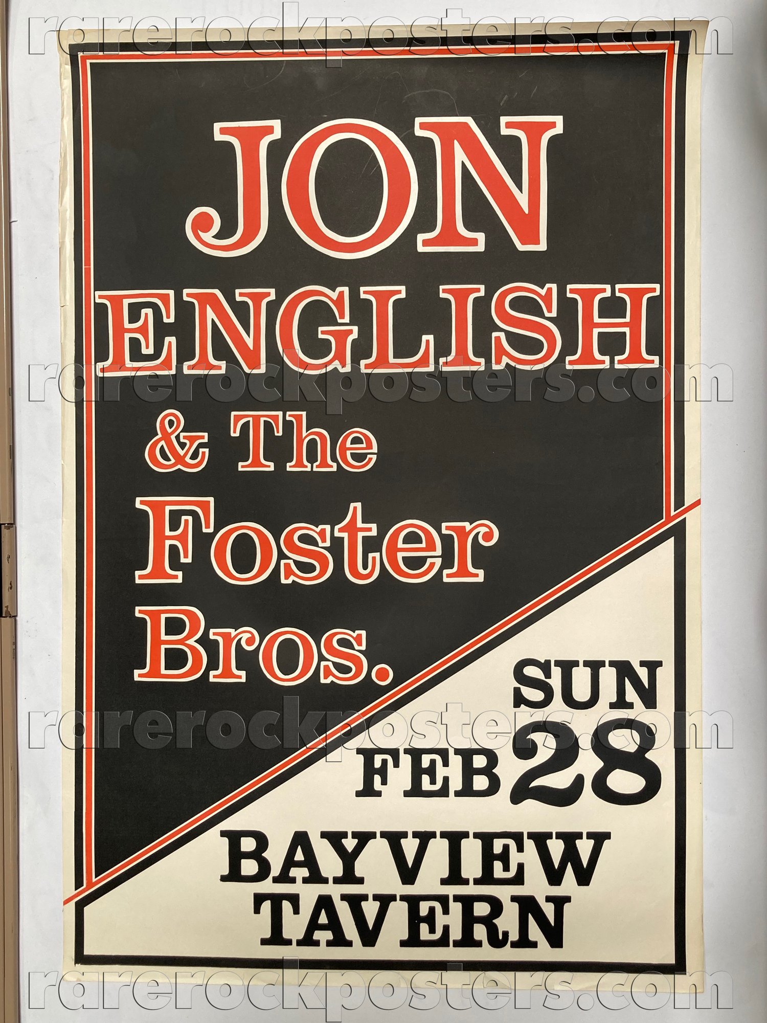 JOHN ENGLISH & FOSTER BROS ~ ORIGINAL 1982 AUSTRALIAN GIG POSTER ~ BAYVIEW TAVERN ~ SYDNEY