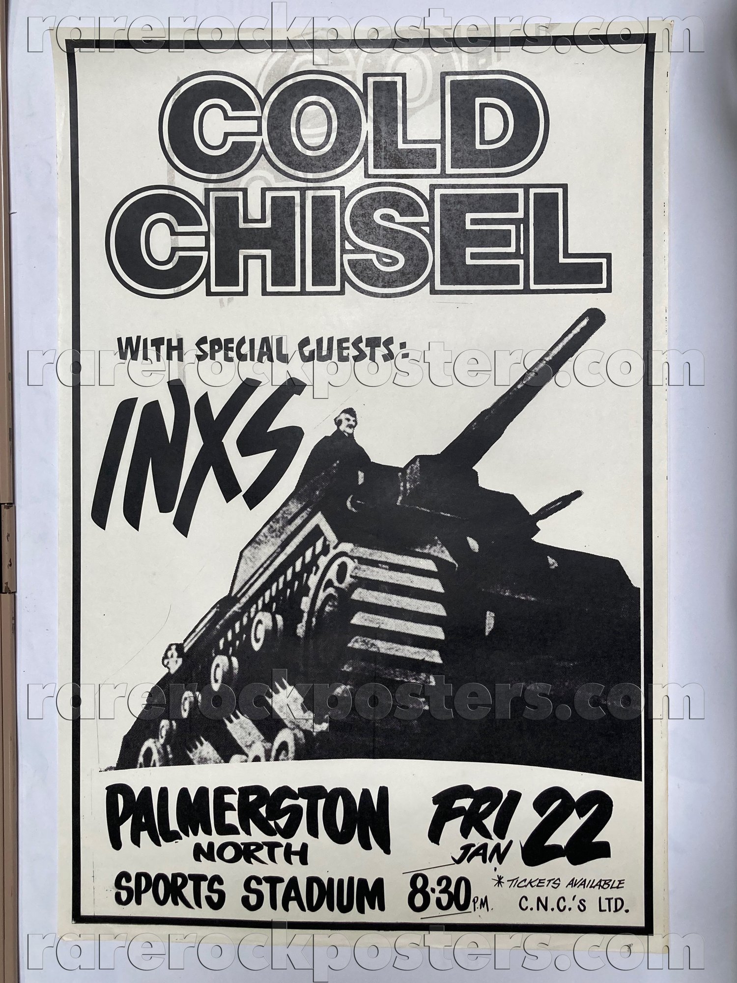 COLD CHISEL / INXS ~ ORIGINAL 1982 NEW ZEALAND GIG POSTER ~ PALMERSTON NORTH