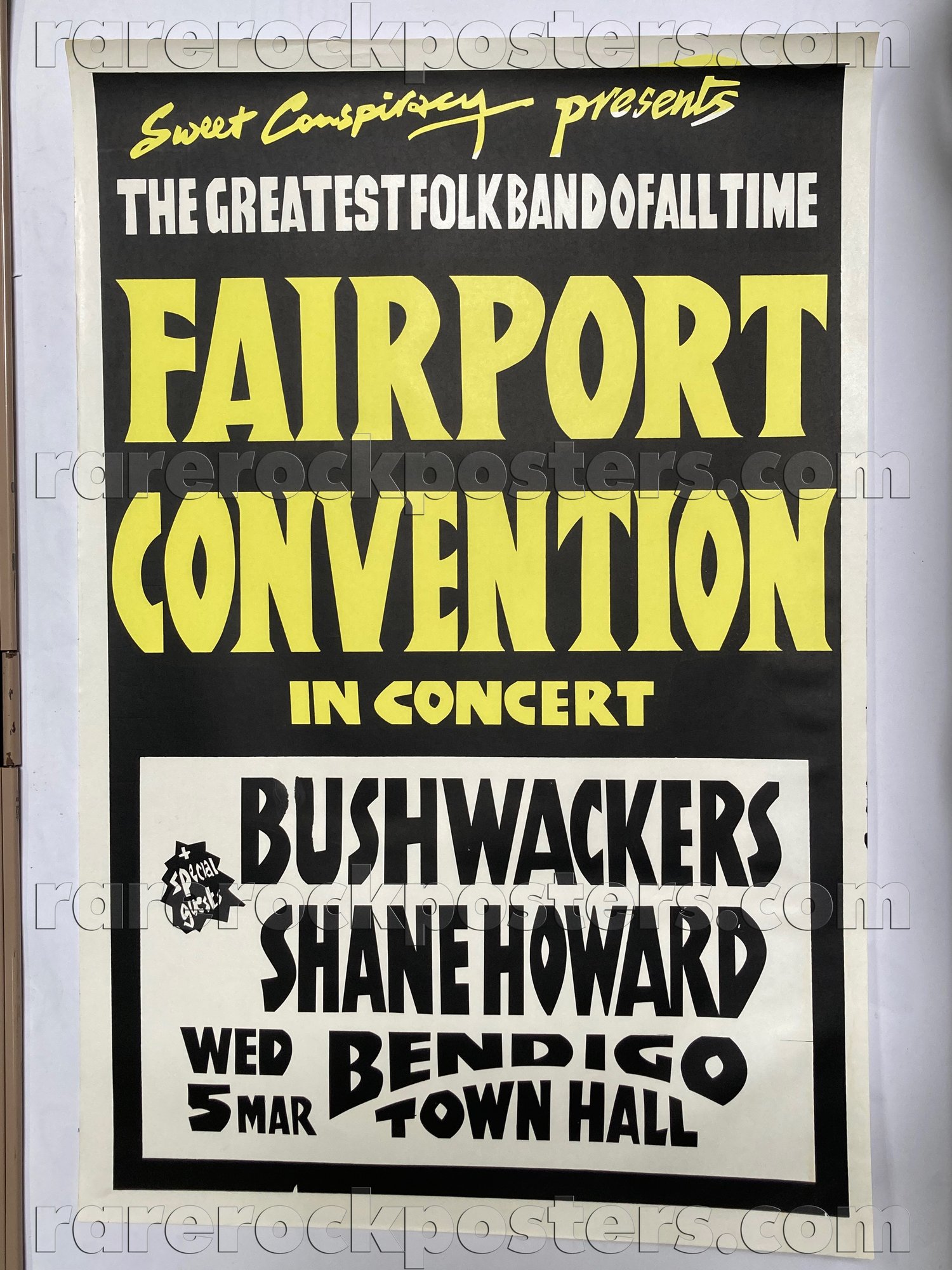 FAIRPORT CONVENTION / BUSHWACKERS / SHANE HOWARD ~ ORIGINAL 1986 AUSTRALIAN GIG POSTER ~ BENDIGO