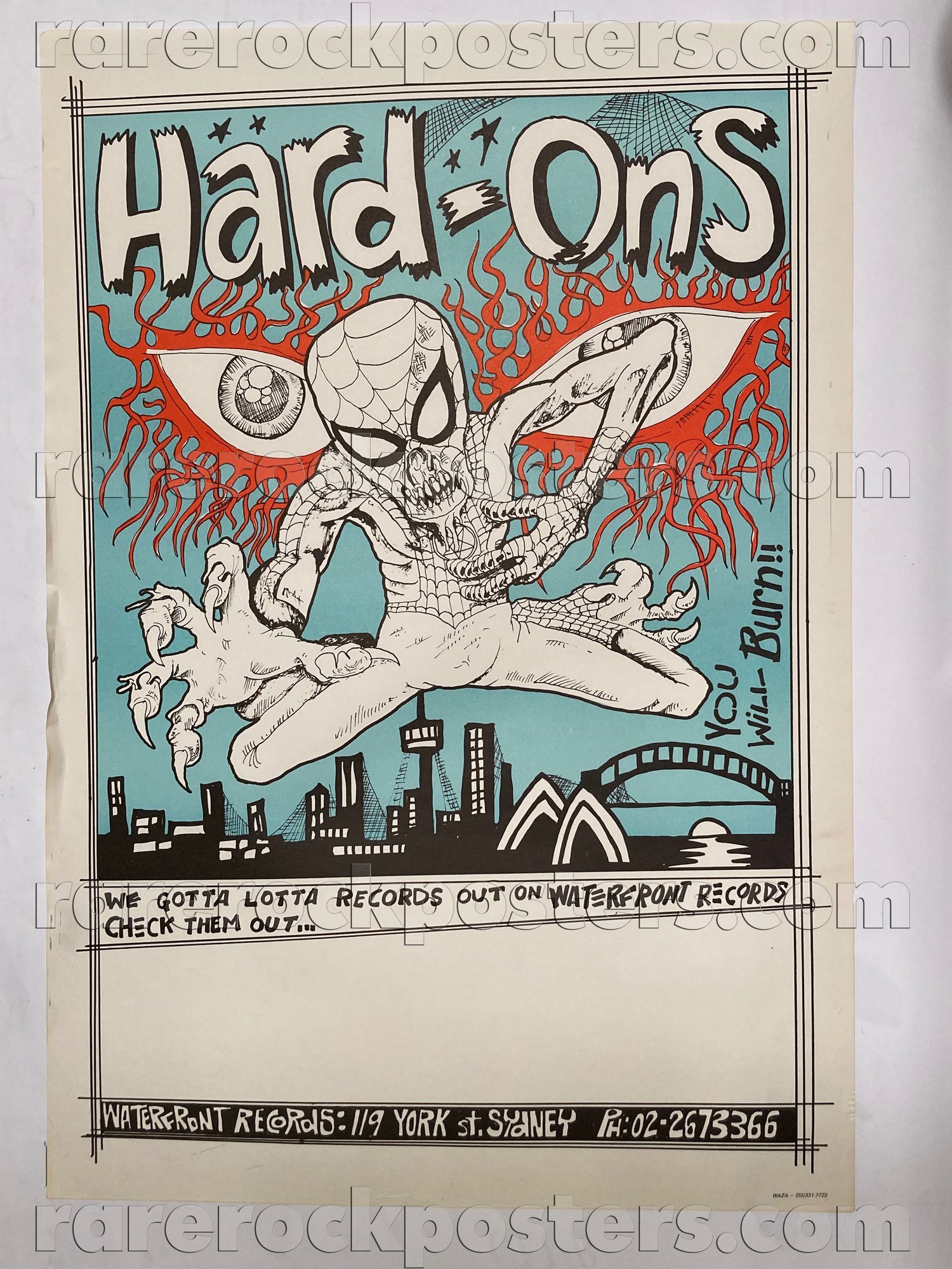 HARD-ONS ~ ORIGINAL MID 1980'S AUSTRALIAN GIG BLANK POSTER