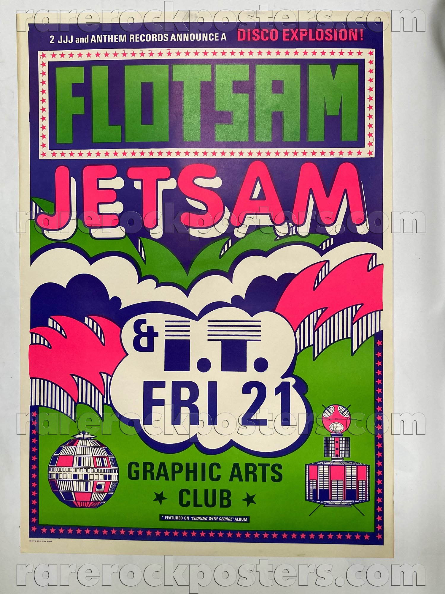 FLOTSAM JETSAM / I.D ~ ORIGINAL MID 1980'S AUSTRALIAN GIG POSTER ~ GRAPHIC ARTS ~ SYDNEY