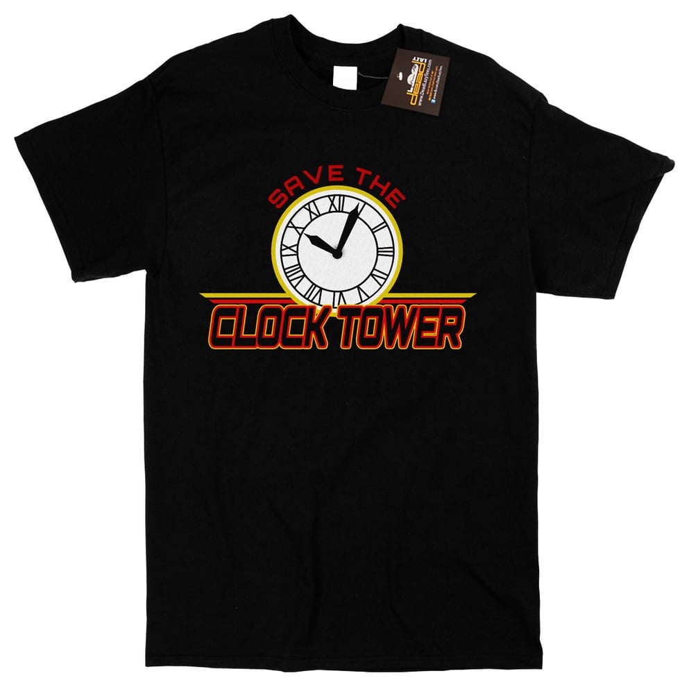 Image of Save the Clock Tower T-shirt inspired by Back to the Future