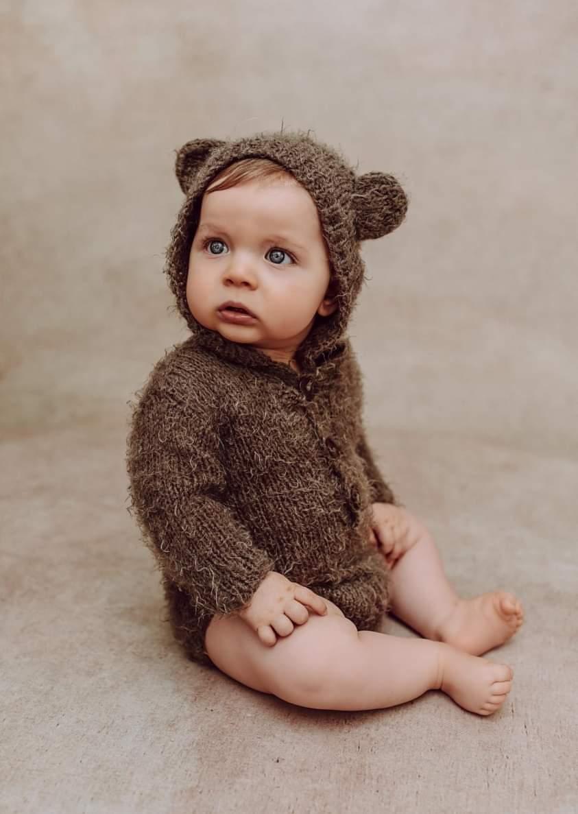 Image of Hooded bear romper. Sitter/toddler size
