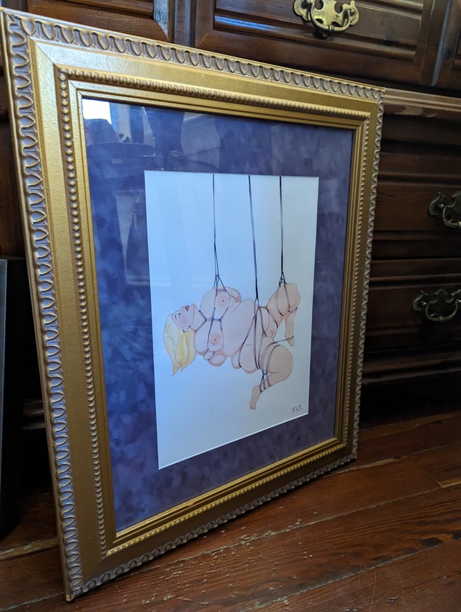 Cleo Shibari Watercolor (framed)