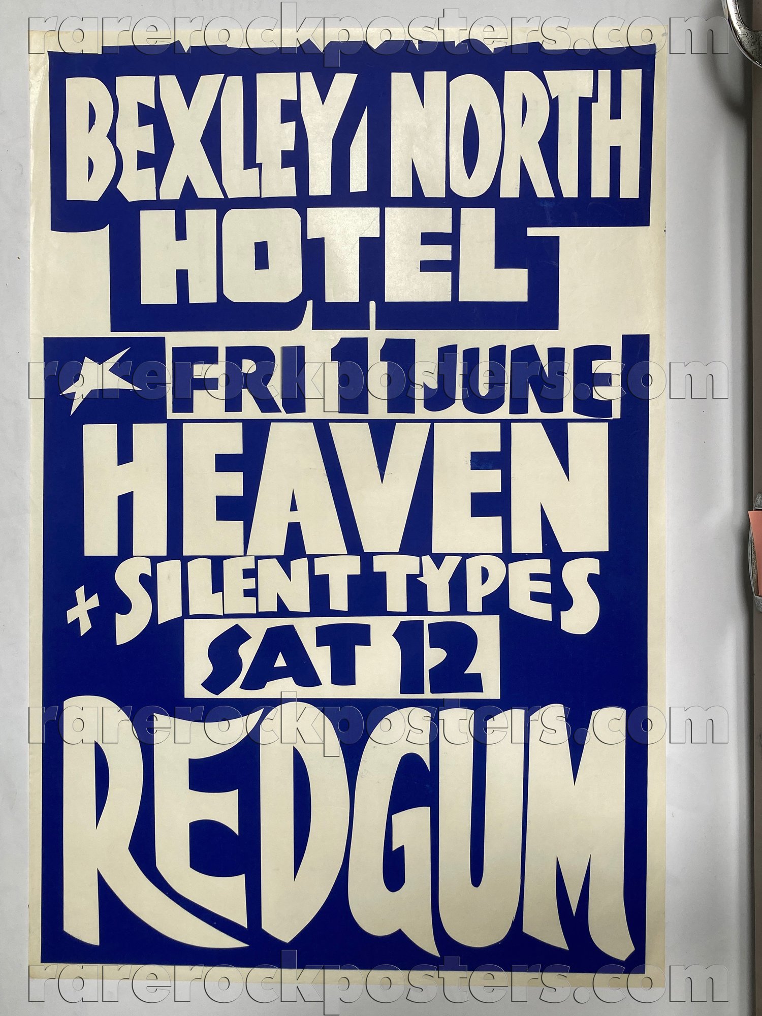 HEAVEN / REDGUM / SILENT TYPES ~ ORIGINAL 1982 AUSTRALIAN GIG POSTER ~ BEXLEY NORTH ~ SYDNEY