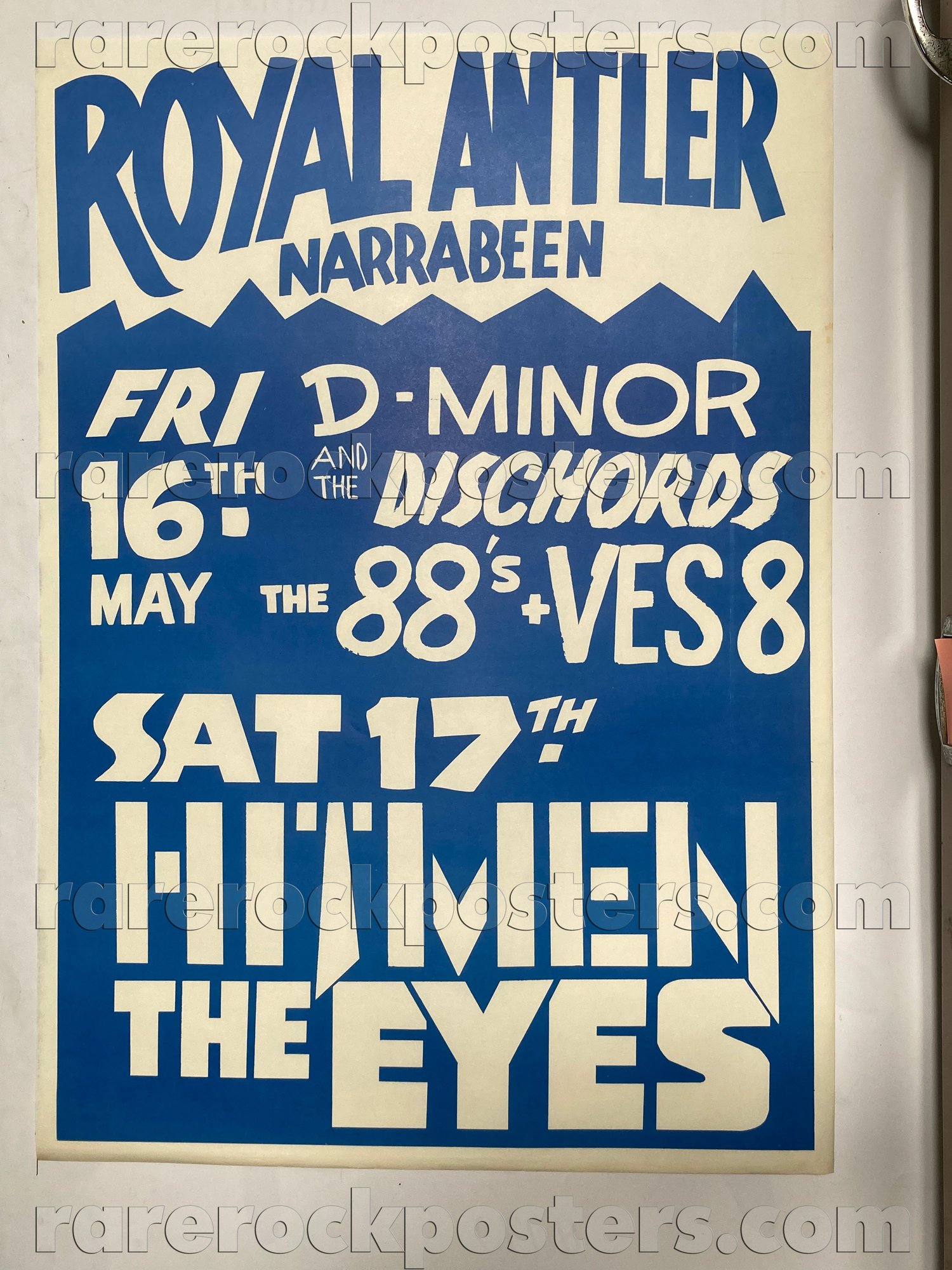 HITMEN / THE EYES / DEE MINOR / VES 8 / 88'S~ ORIGINAL 1980 AUST GIG POSTER ~ ROYAL ANTLER NARRABEEN