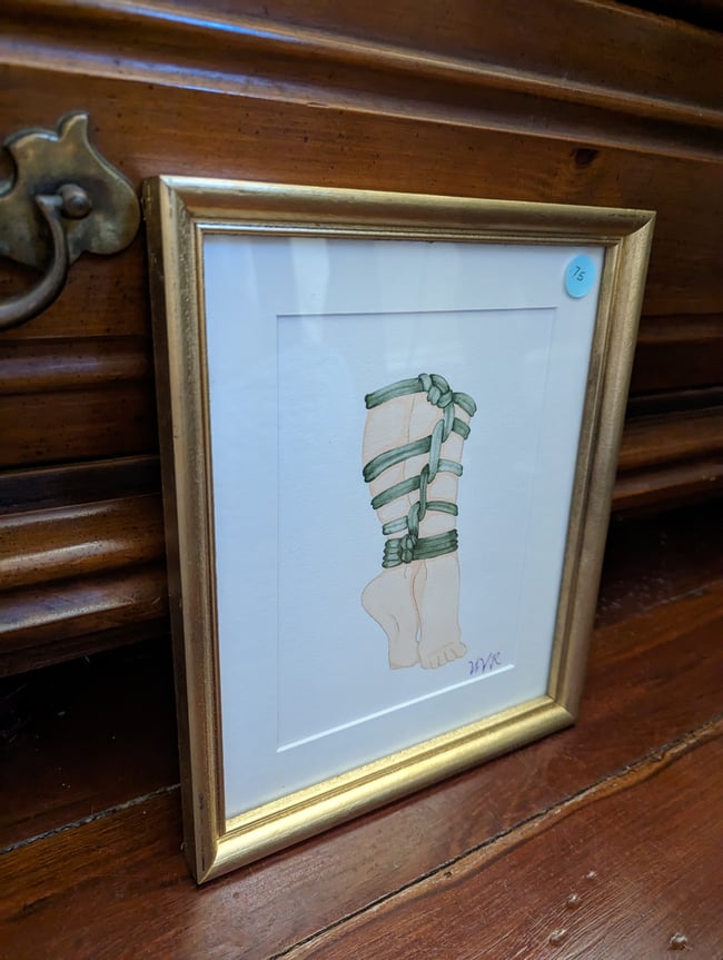 Capri  Shibari Feet Watercolor (framed)
