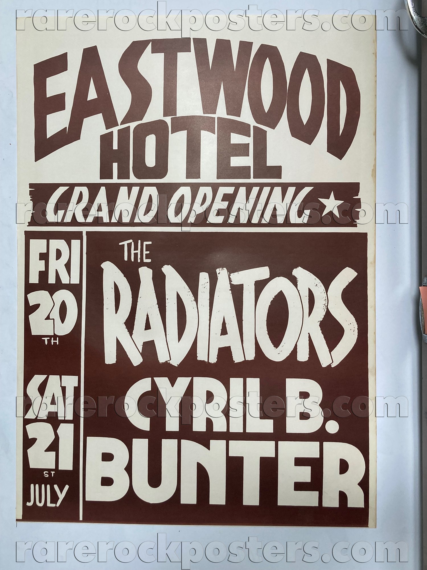 RADIATORS / CYRIL B BUNTER ~ ORIGINAL 1979 AUST GIG POSTER ~ EASTWOOD HOTEL ~ SYDNEY