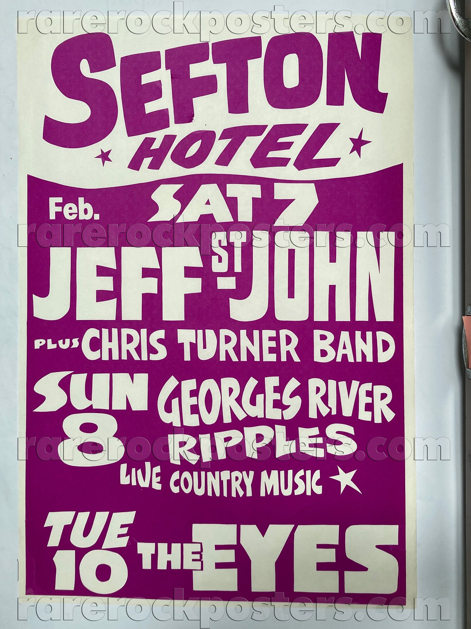 JEFF ST JOHN / CHRIS TURNER / THE EYES / GEORGES RIVERS RIPPLES ~ ORIG 1981 AUST GIG POSTER ~ SEFTON