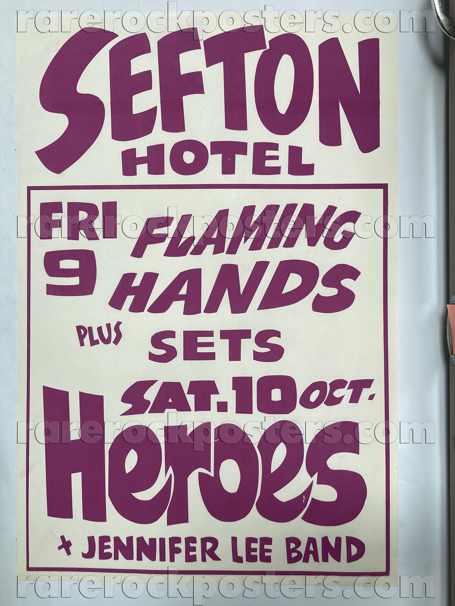 FLAMING HANDS / THE SETS / HEROES / JENNIFER LEE BAND ~ ORIG 1981 AUST GIG POSTER ~ SEFTON HOTEL