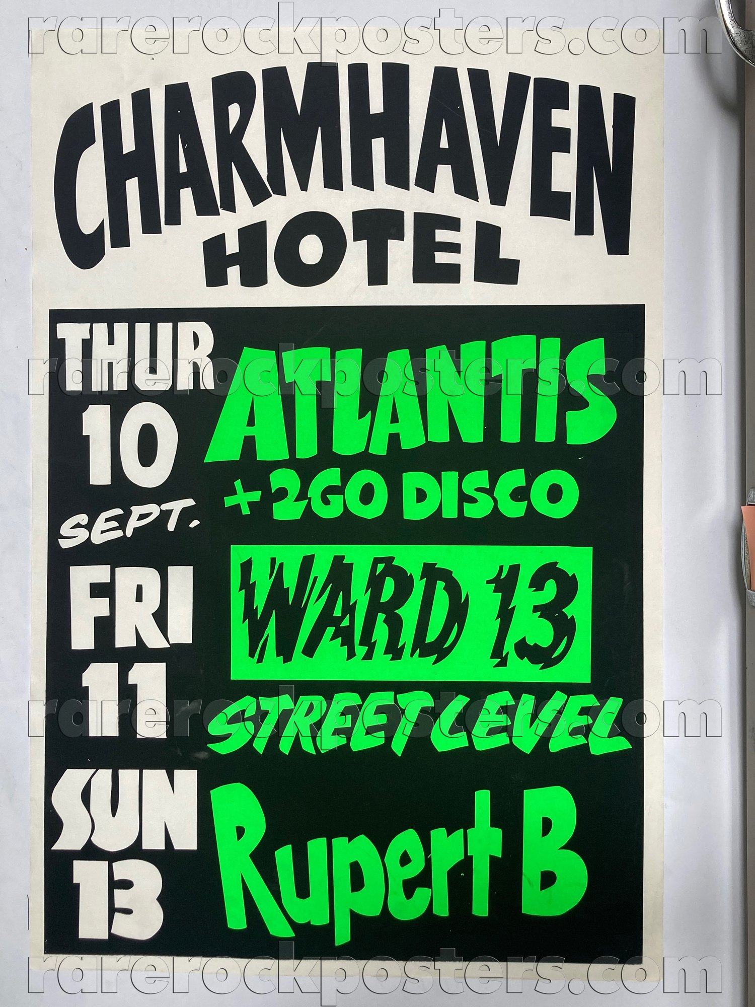 WARD 13 / STREET LEVEL / RUPERT B BUNTER ~ ORIG 1981 AUST GIG POSTER ~ CHARMHAVEN HOTEL