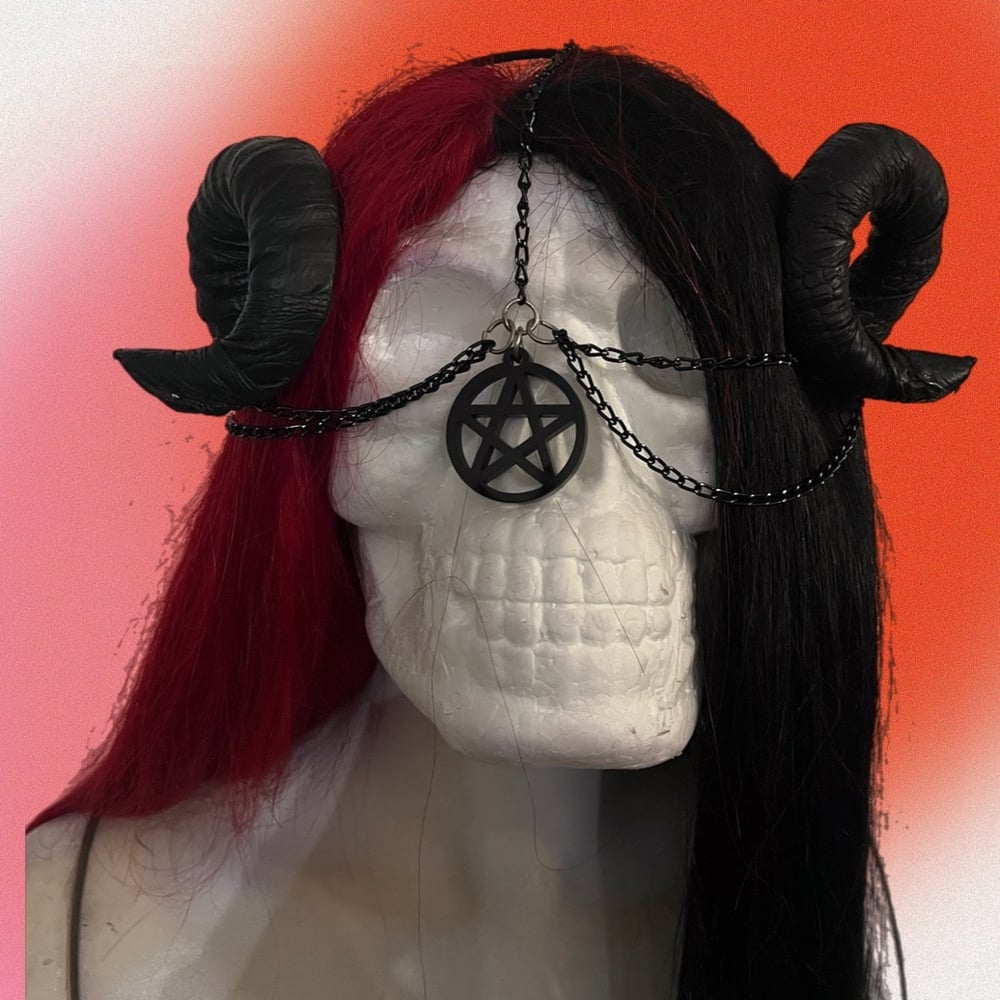 Image of devlish666 horn & pentagram headband