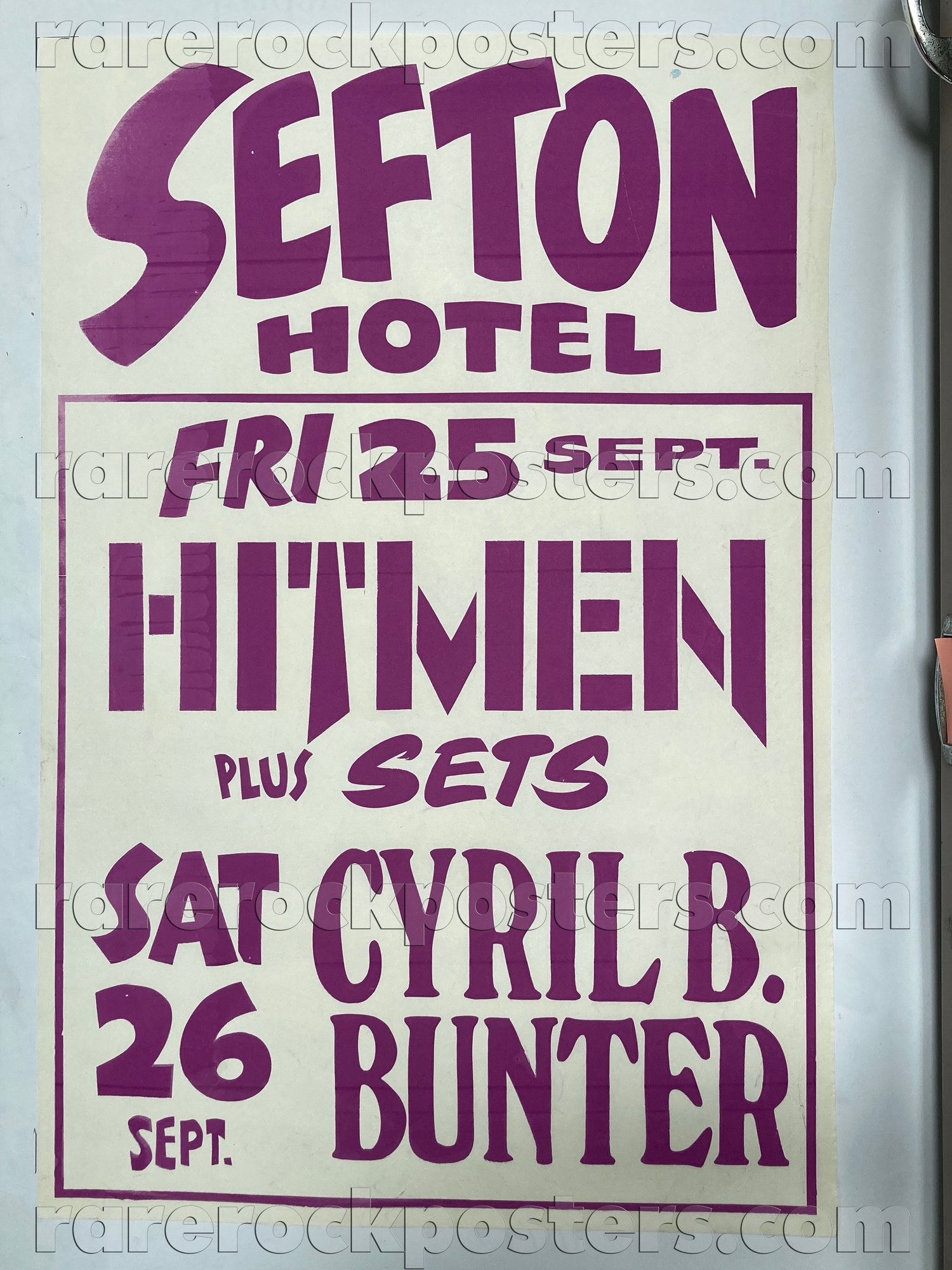 HITMEN / THE SETS / CYRIL B BUNTER ~ ORIGINAL 1981 AUST GIG POSTER ~ SEFTON HOTEL