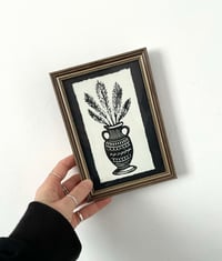 Image 1 of Framed Lino Print - Heather Vase